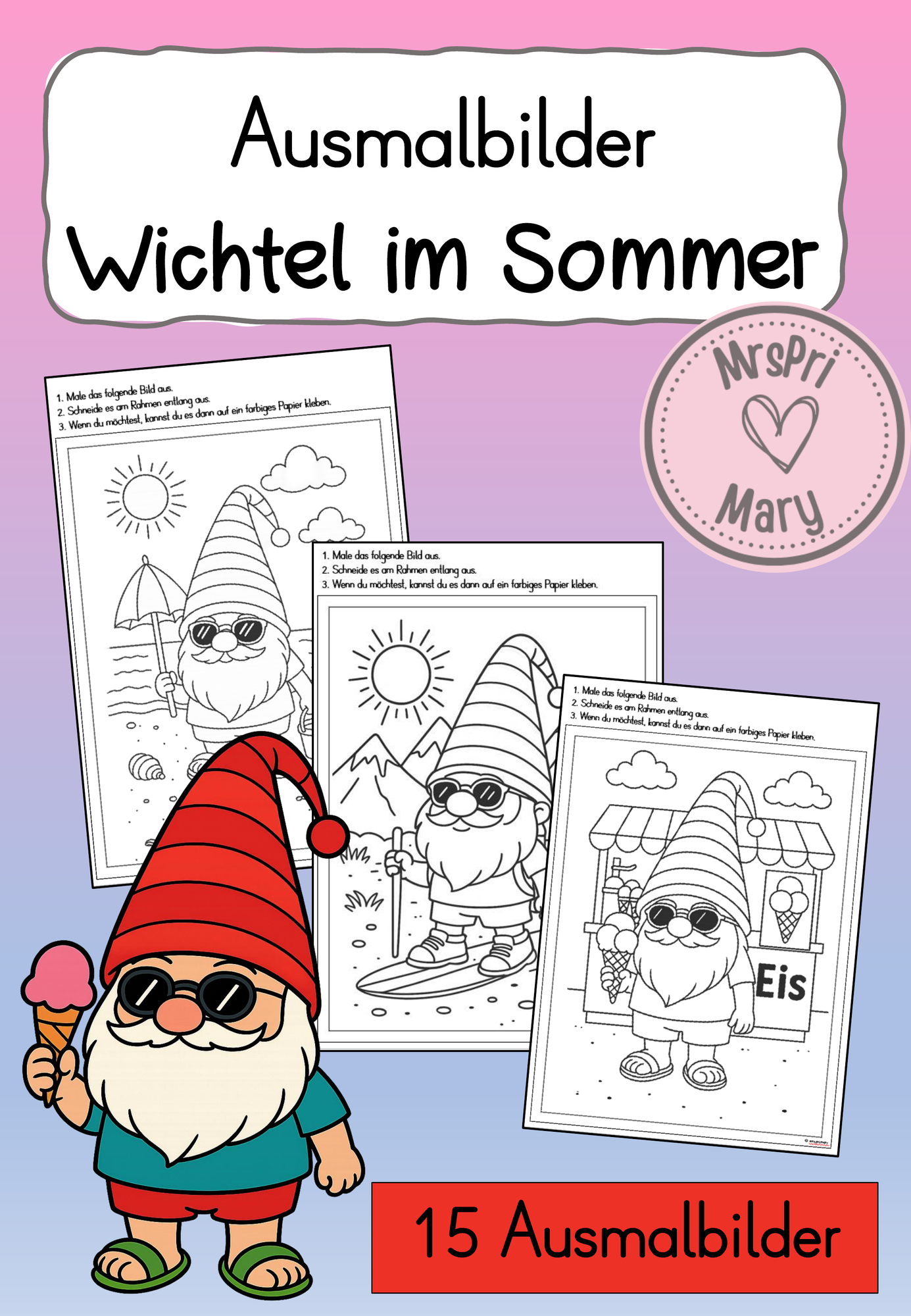 Ausmalbilder: Wichtel im Sommer – Unterrichtsmaterial in den Fächern