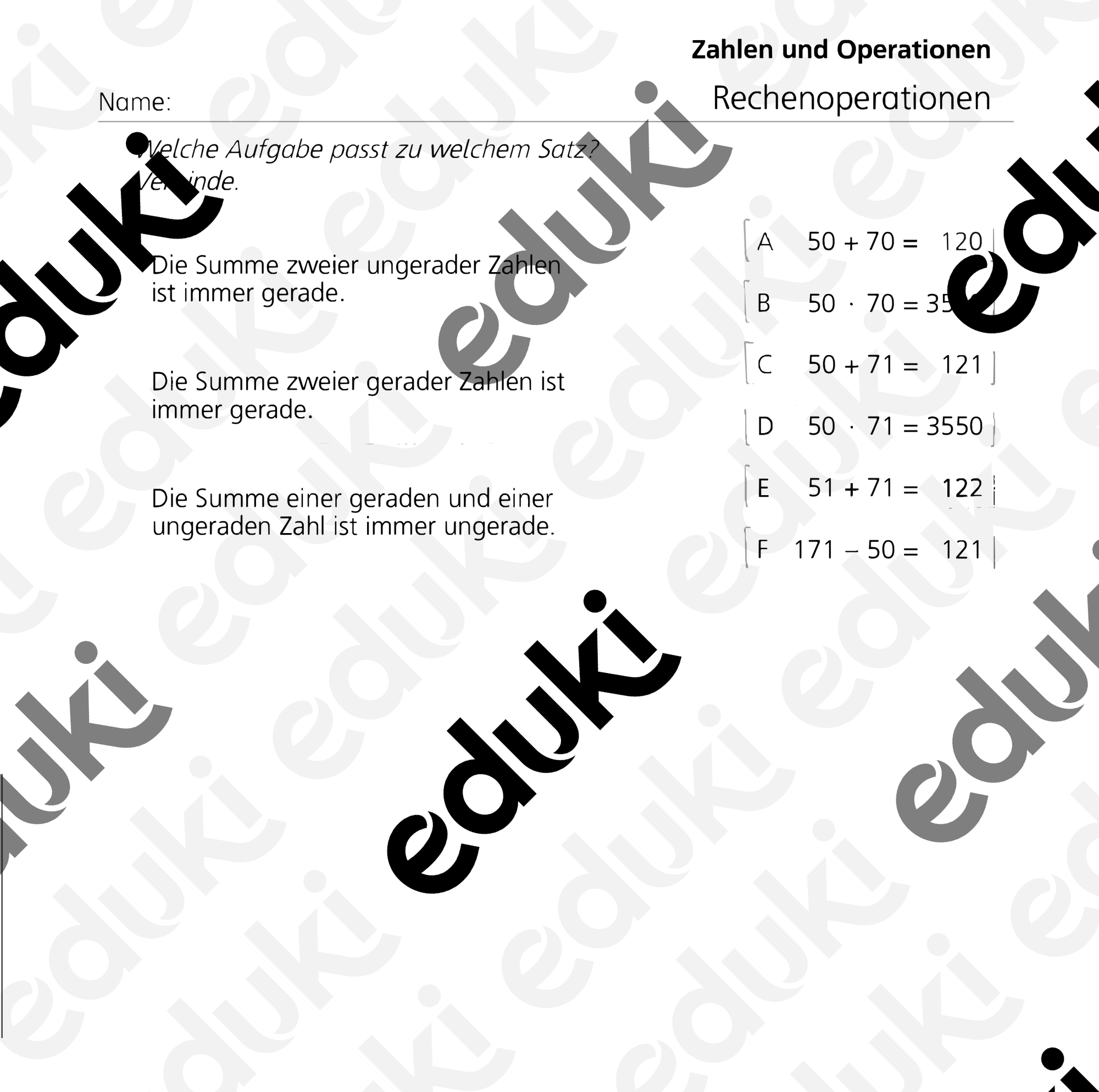 Rechenoperationen – Unterrichtsmaterial im Fach Mathematik