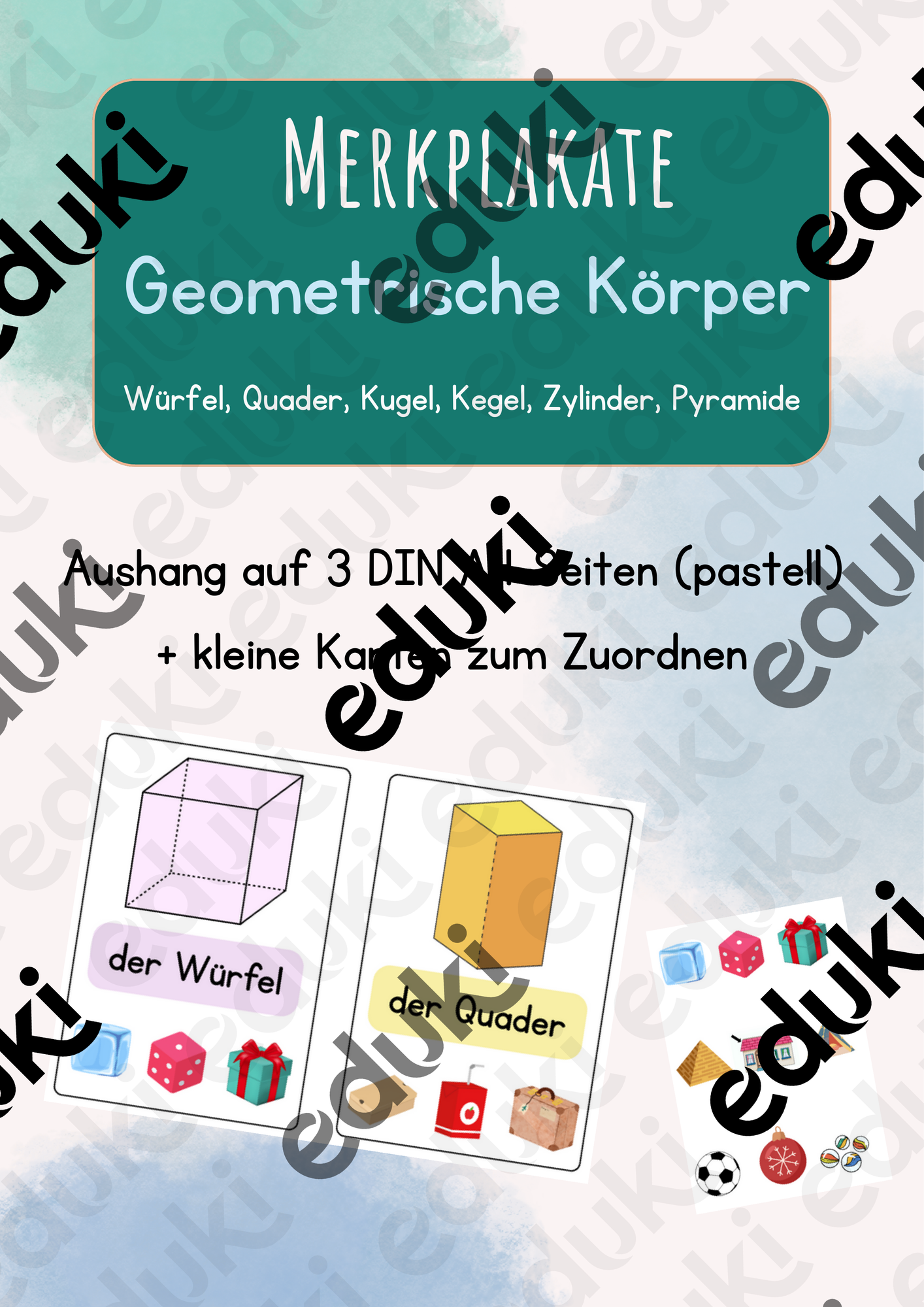 Geometrische Körper Klasse 1/2 Merkplakat – Unterrichtsmaterial im Fach ...