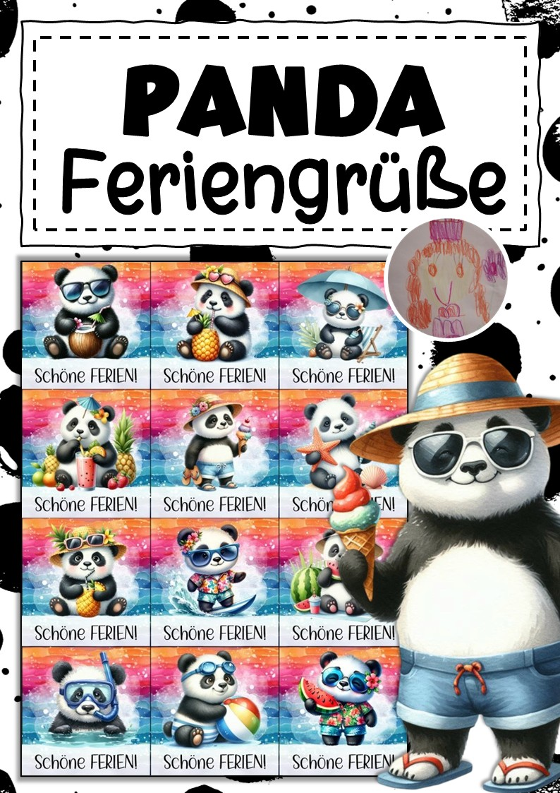Pandaklasse Feriengrüße zu den Sommerferien – Unterrichtsmaterial im ...