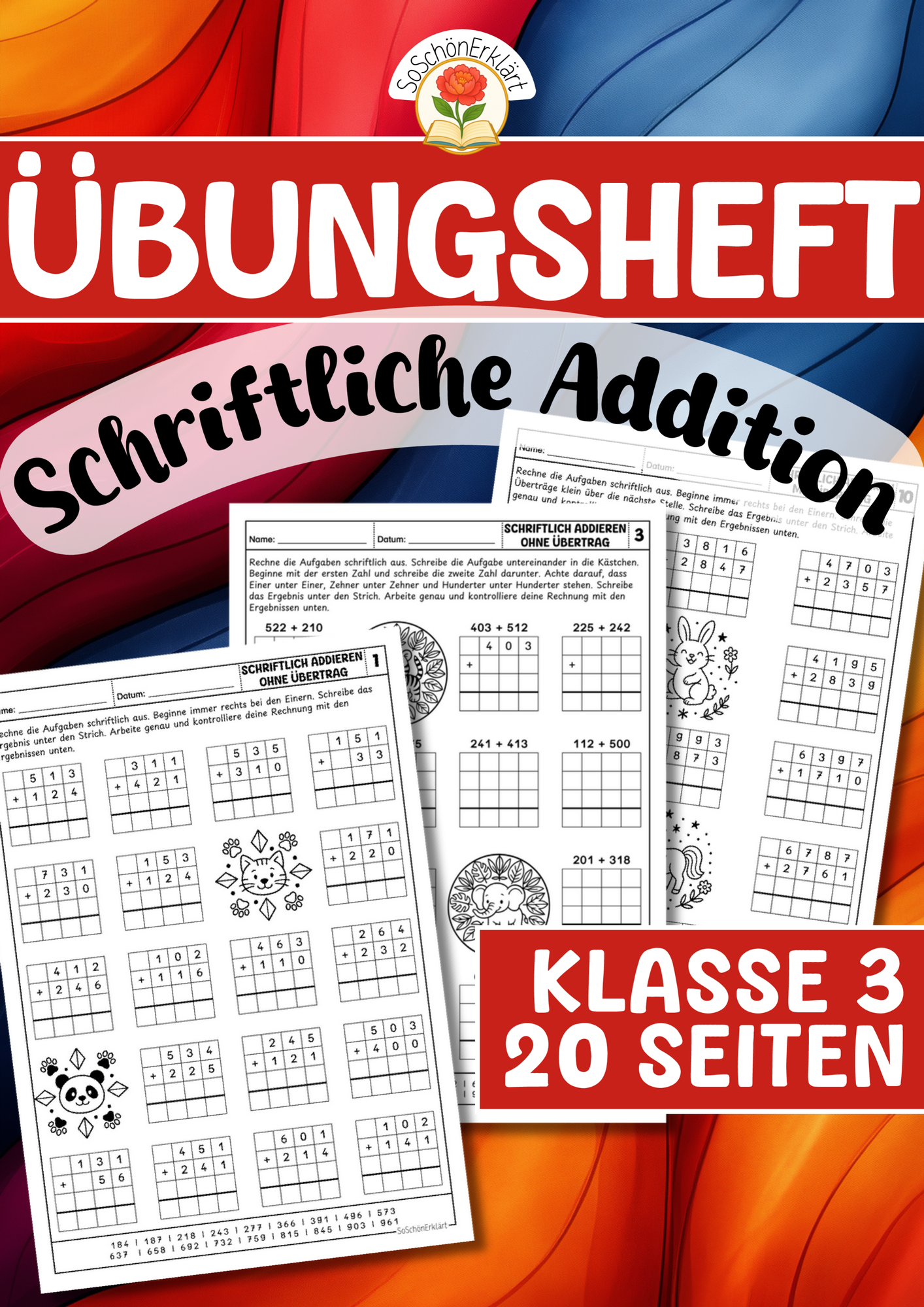Übungsheft - Schriftliche Addition (Klasse 3) – Unterrichtsmaterial im