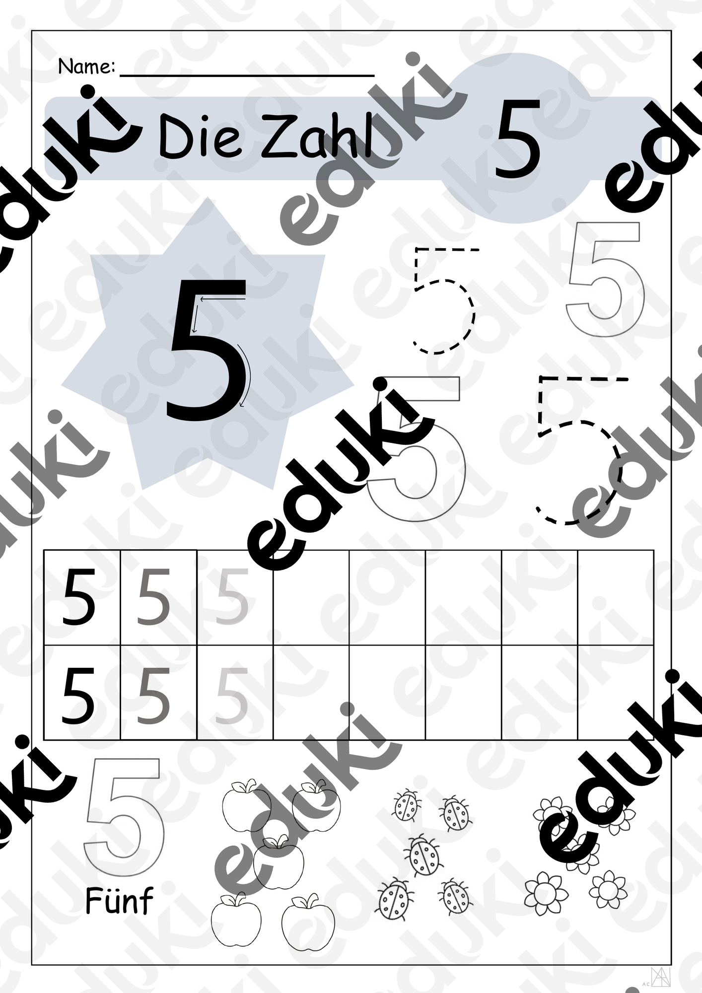 Die Zahl 5 – Unterrichtsmaterial im Fach Mathematik