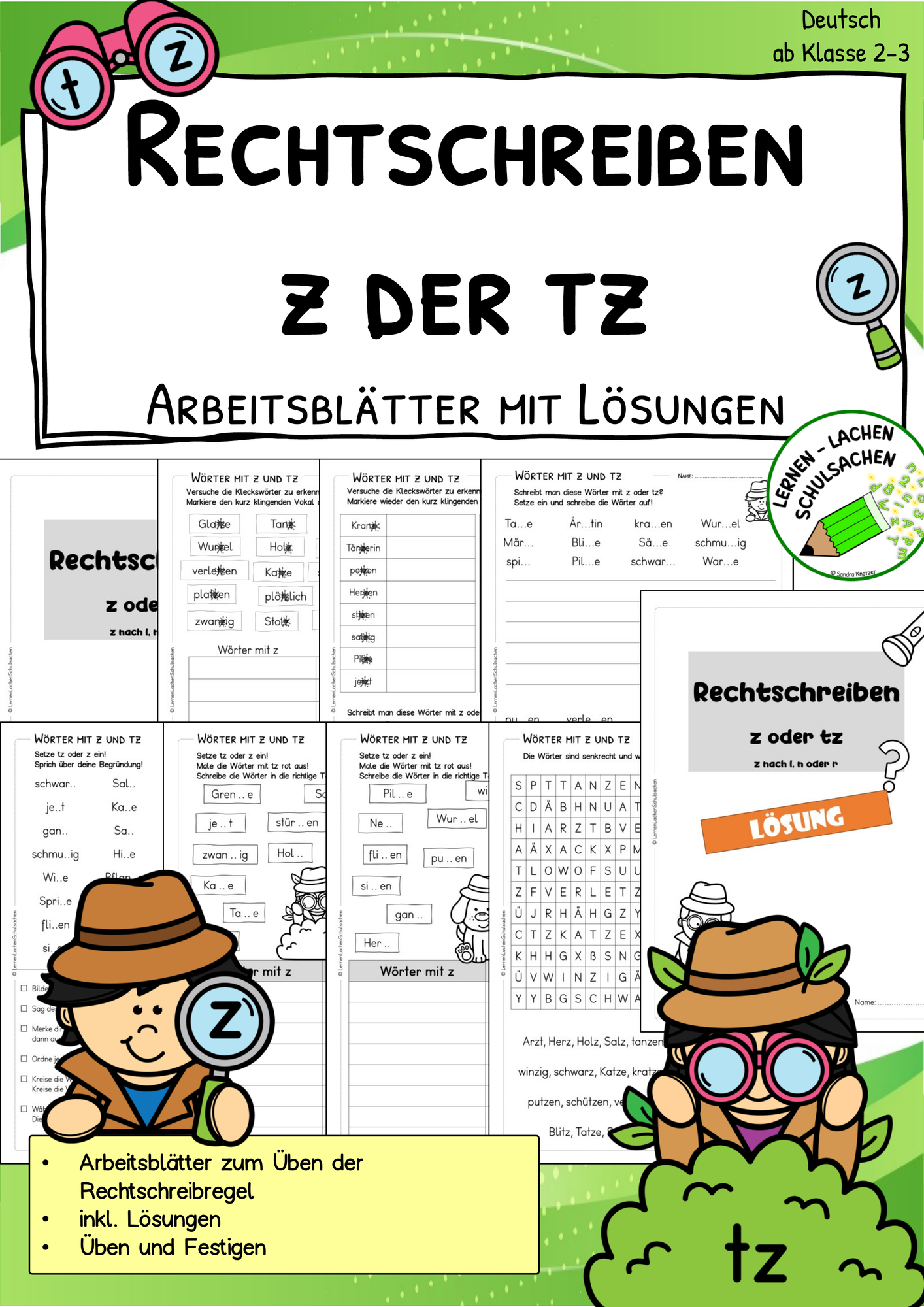 Wörter mit tz oder z – Arbeitsblätter – Unterrichtsmaterial im Fach Deutsch
