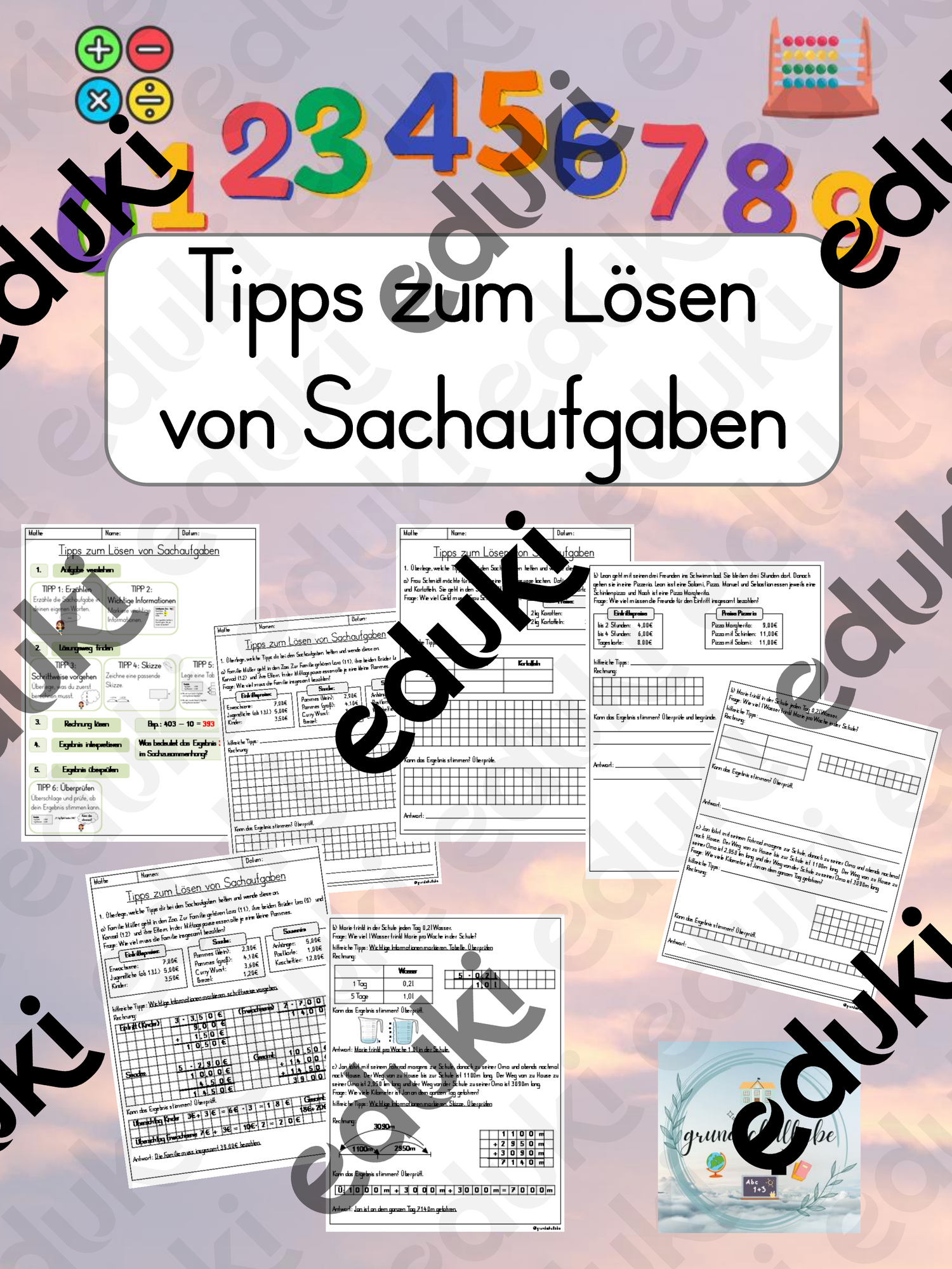 Tipps zum Lösen von Sachaufgaben: Arbeitsblätter – Unterrichtsmaterial
