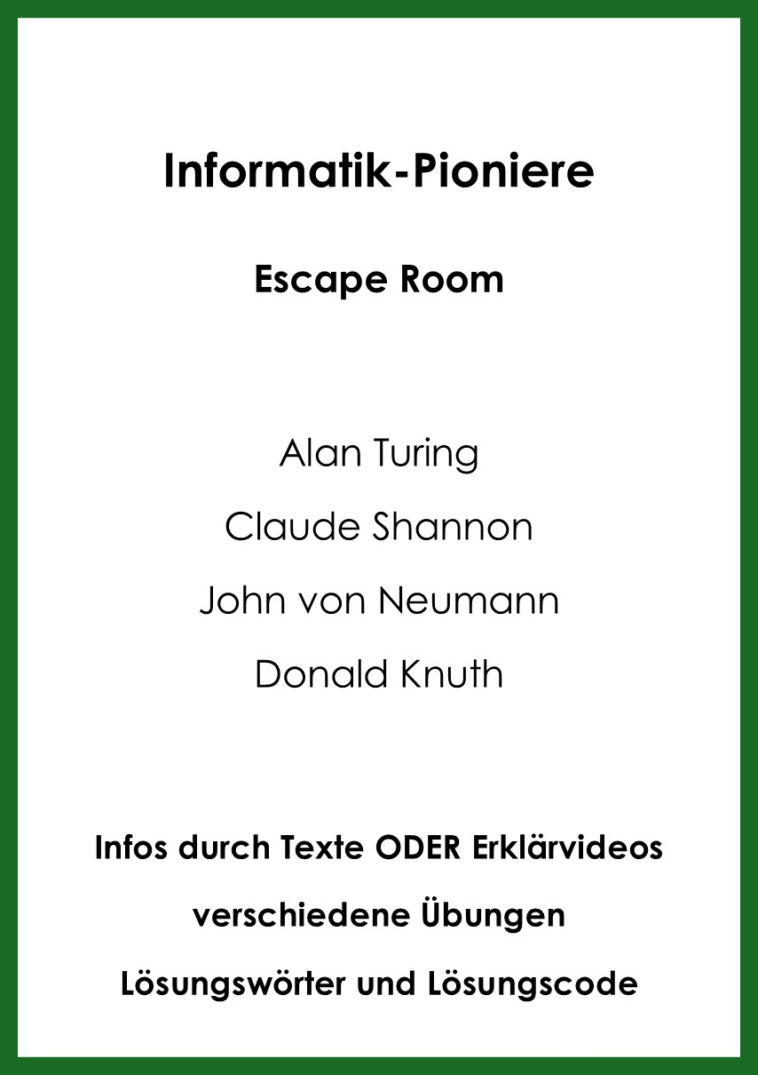 Informatik-Pioniere (Escape Room) – Unterrichtsmaterial in den Fächern ...