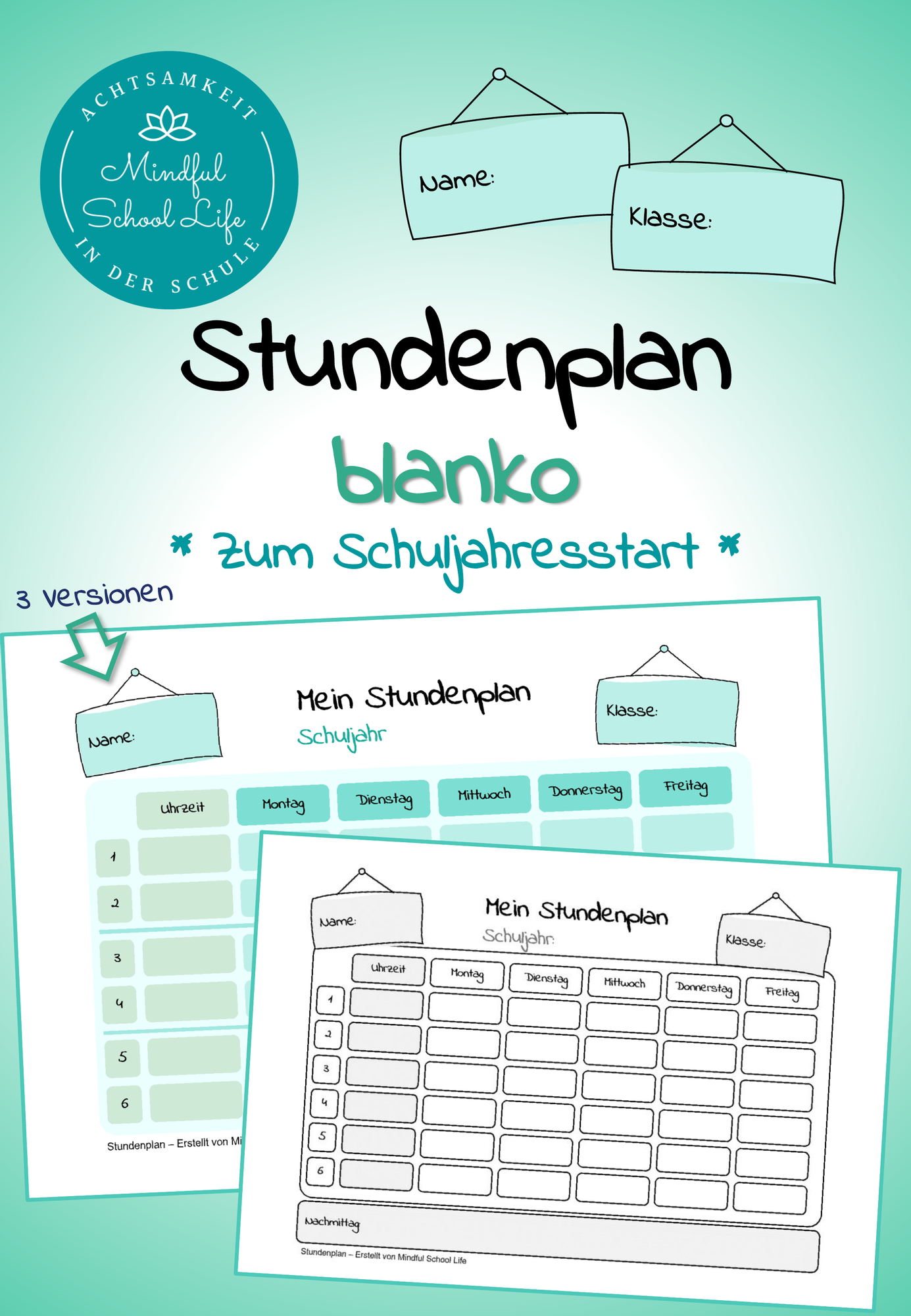 Stundenplan blanko (Grundschule) – Unterrichtsmaterial im Fach ...
