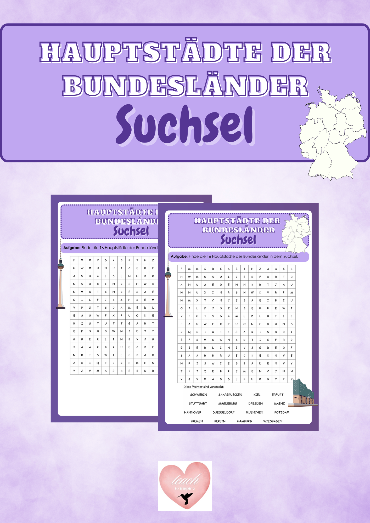 Hauptstädte der Bundesländer - Suchsel – Unterrichtsmaterial in den
