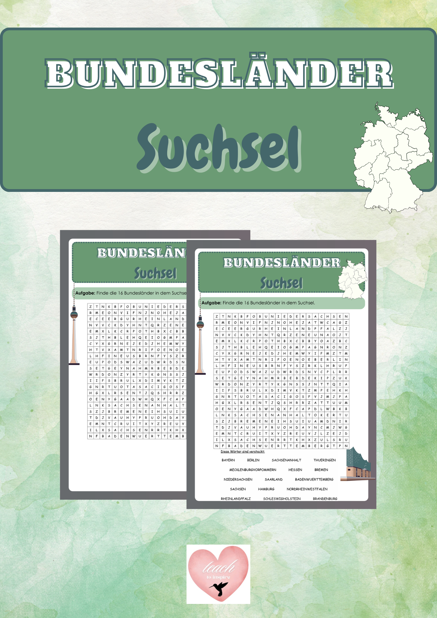 Bundesländer - Suchsel – Unterrichtsmaterial in den Fächern Erdkunde