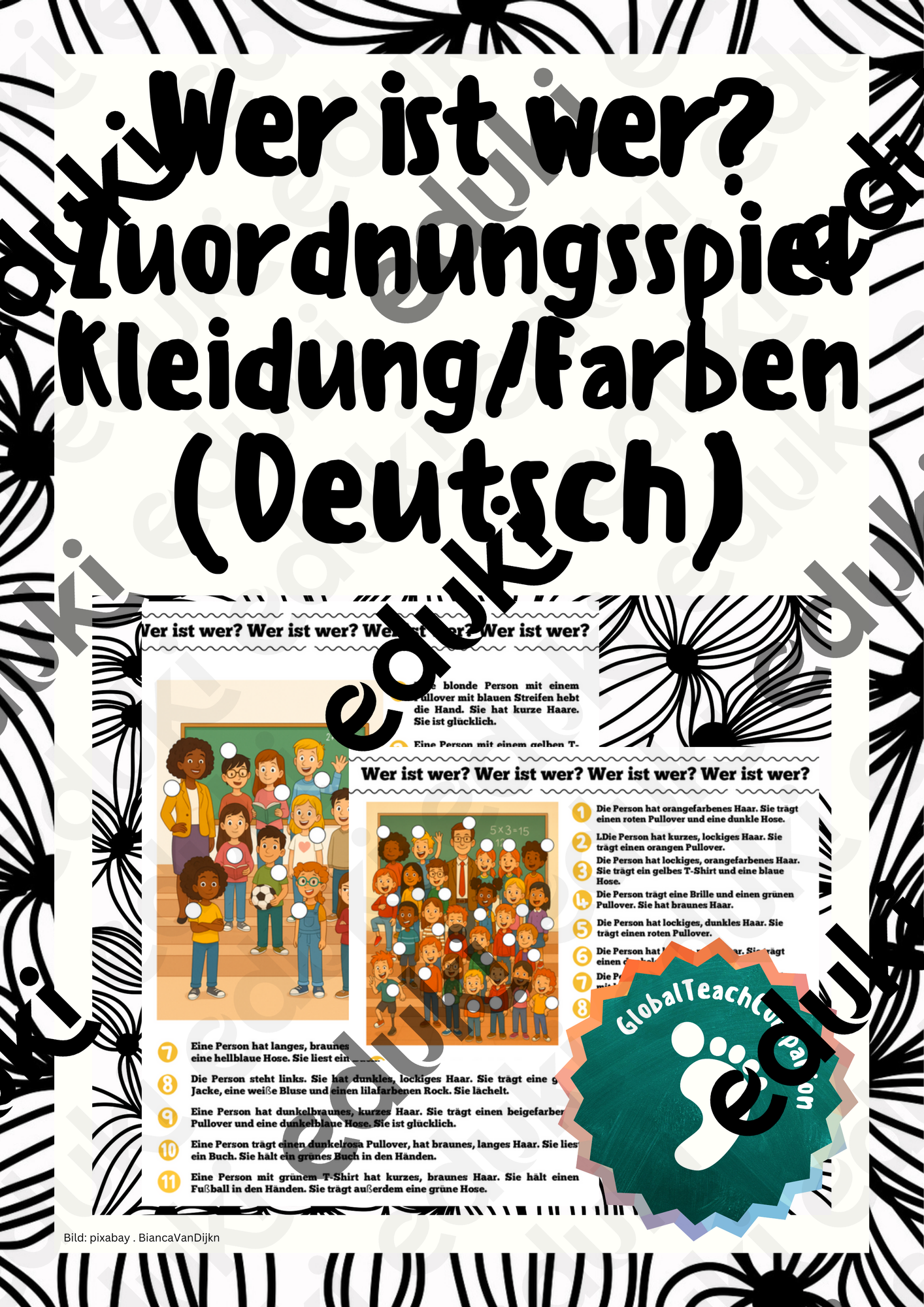 Wer ist wer? Jeu d'association des vêtements et des couleurs