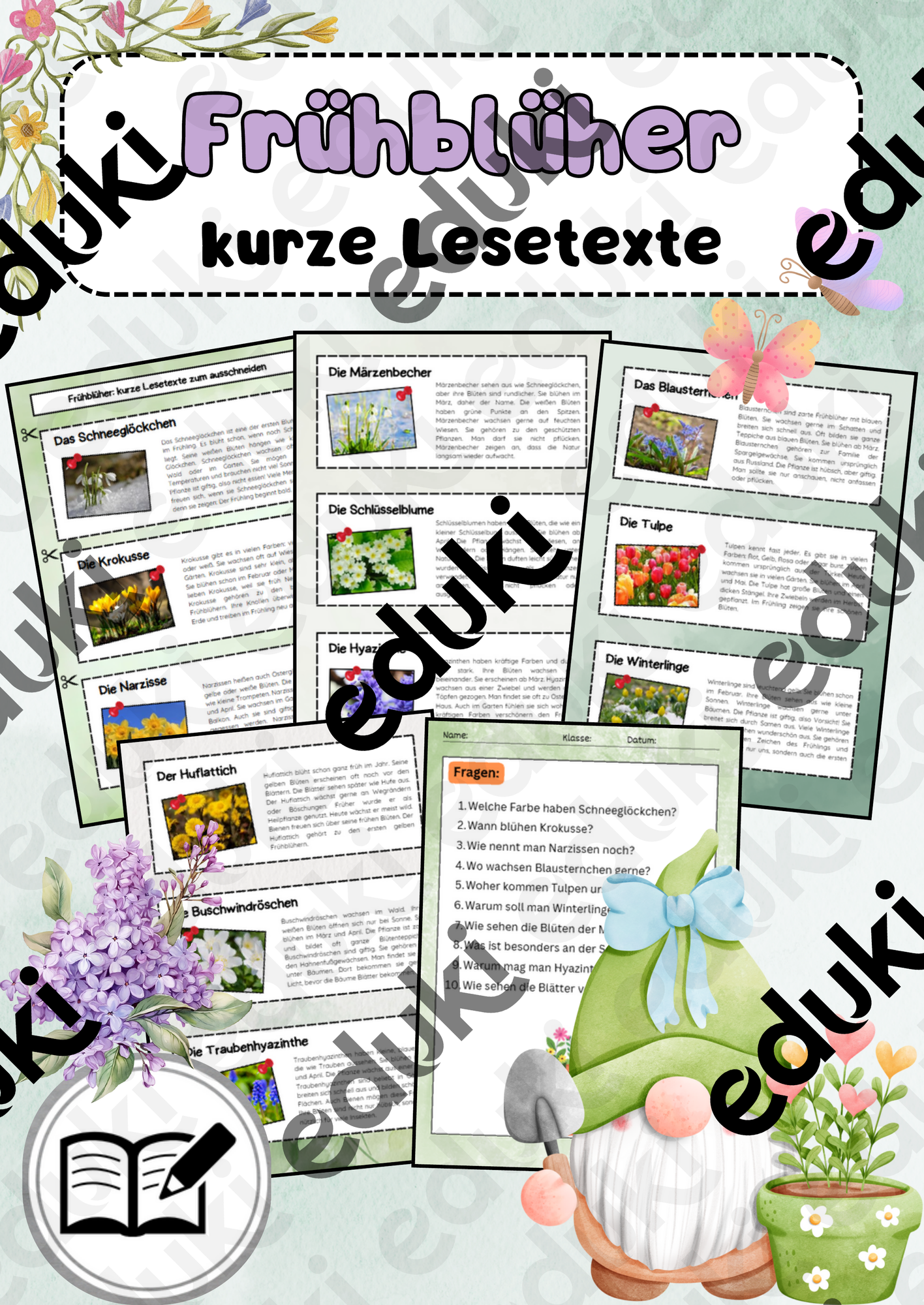 Frühblüher Lesetexte zum Ausschneiden – Unterrichtsmaterial im Fach