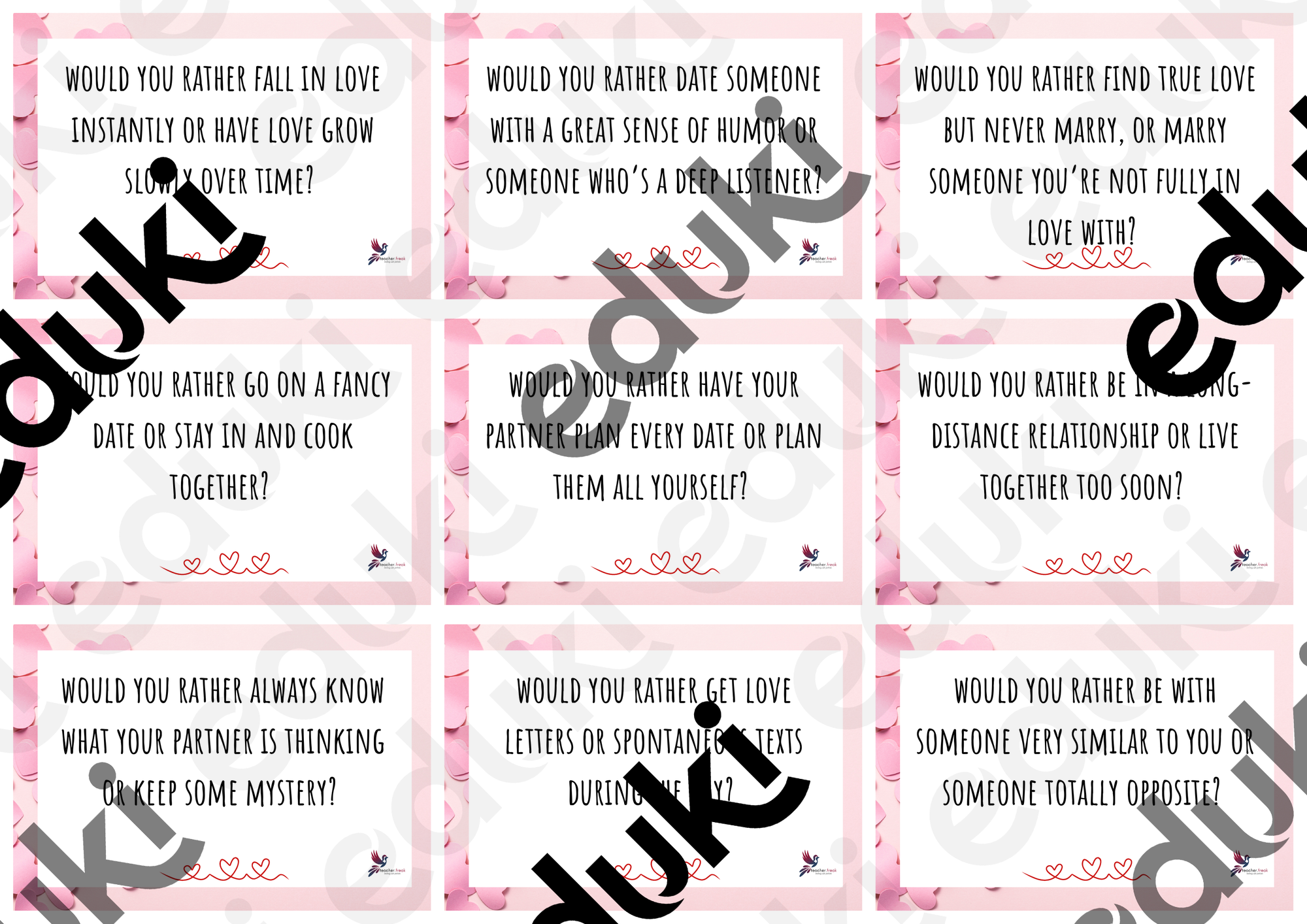 Would You Rather - Love and Relationship Edition – Unterrichtsmaterial