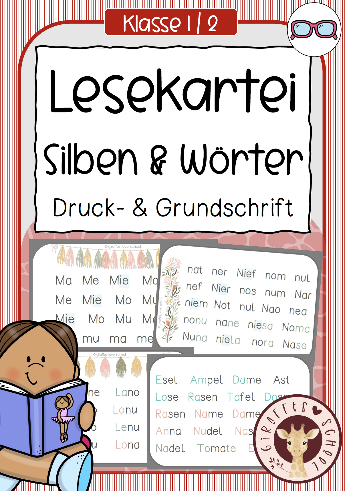 Deutsch Klasse 1 - Lesekartei für Erstleser (Silben & erste Wörter