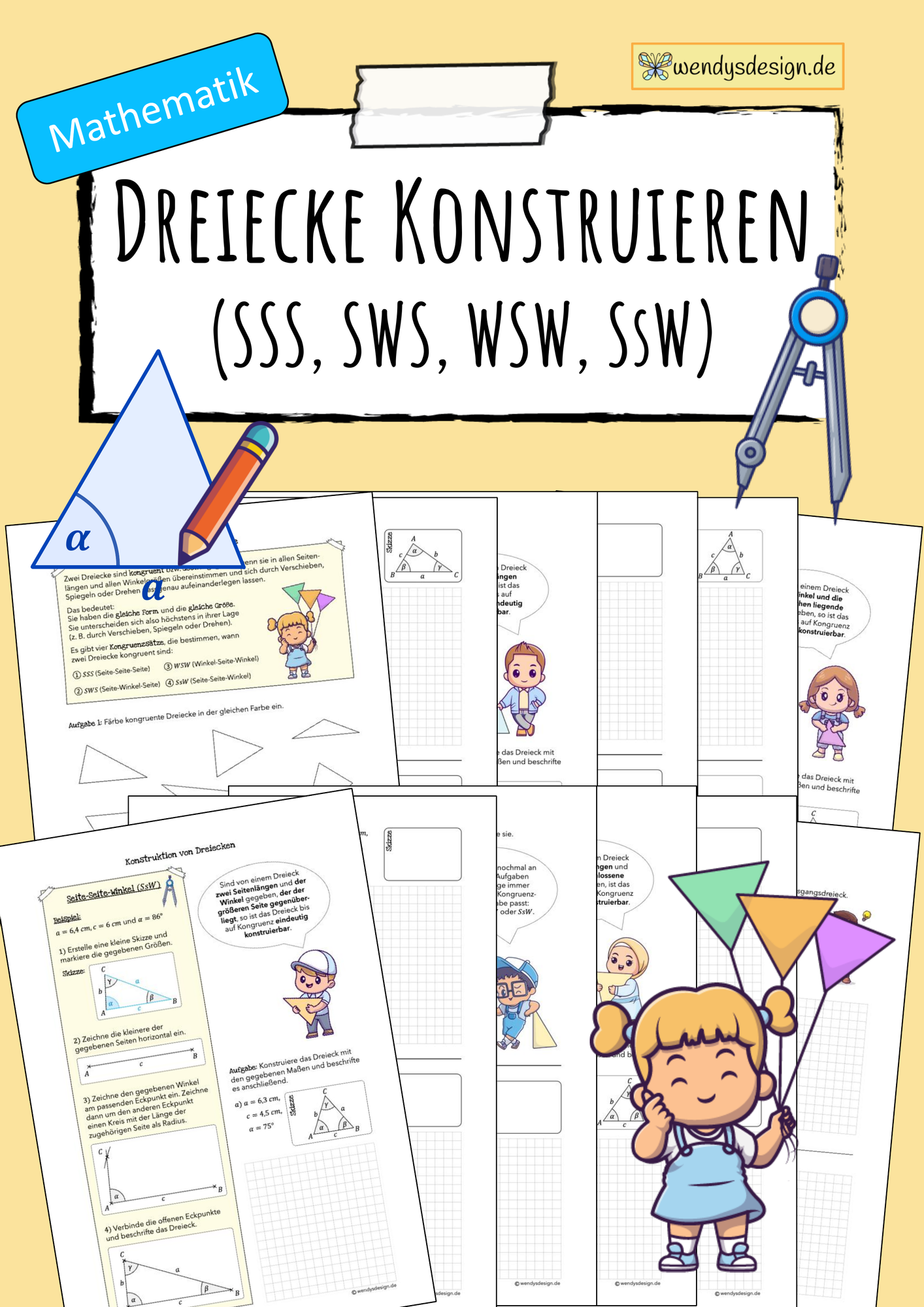 Dreiecke konstruieren - SSS, WSW, SWS und SsW – Unterrichtsmaterial im ...