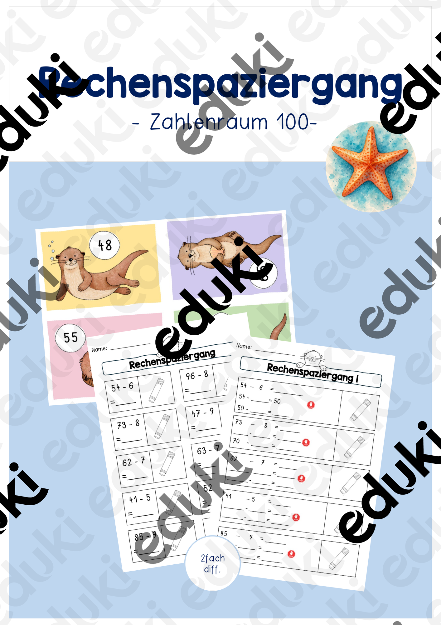 Rechenspaziergang im Zahlenraum 100 (mit ZÜ) – Unterrichtsmaterial im