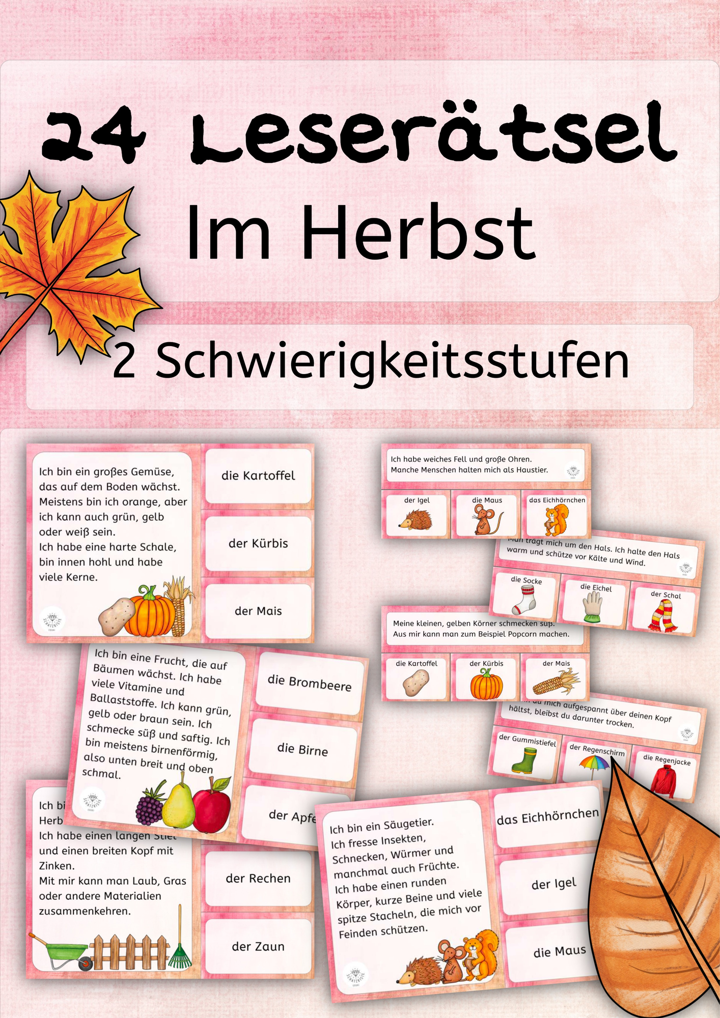 Im Herbst - Leserätsel in zwei Schwierigkeitsstufen