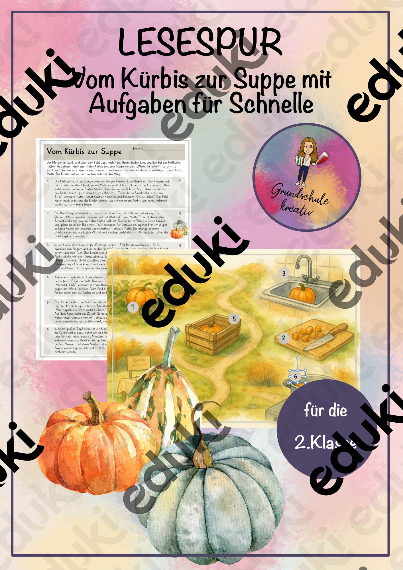 Lesespur-Kürbis-Kürbissuppe-Herbst – Unterrichtsmaterial in den Fächern
