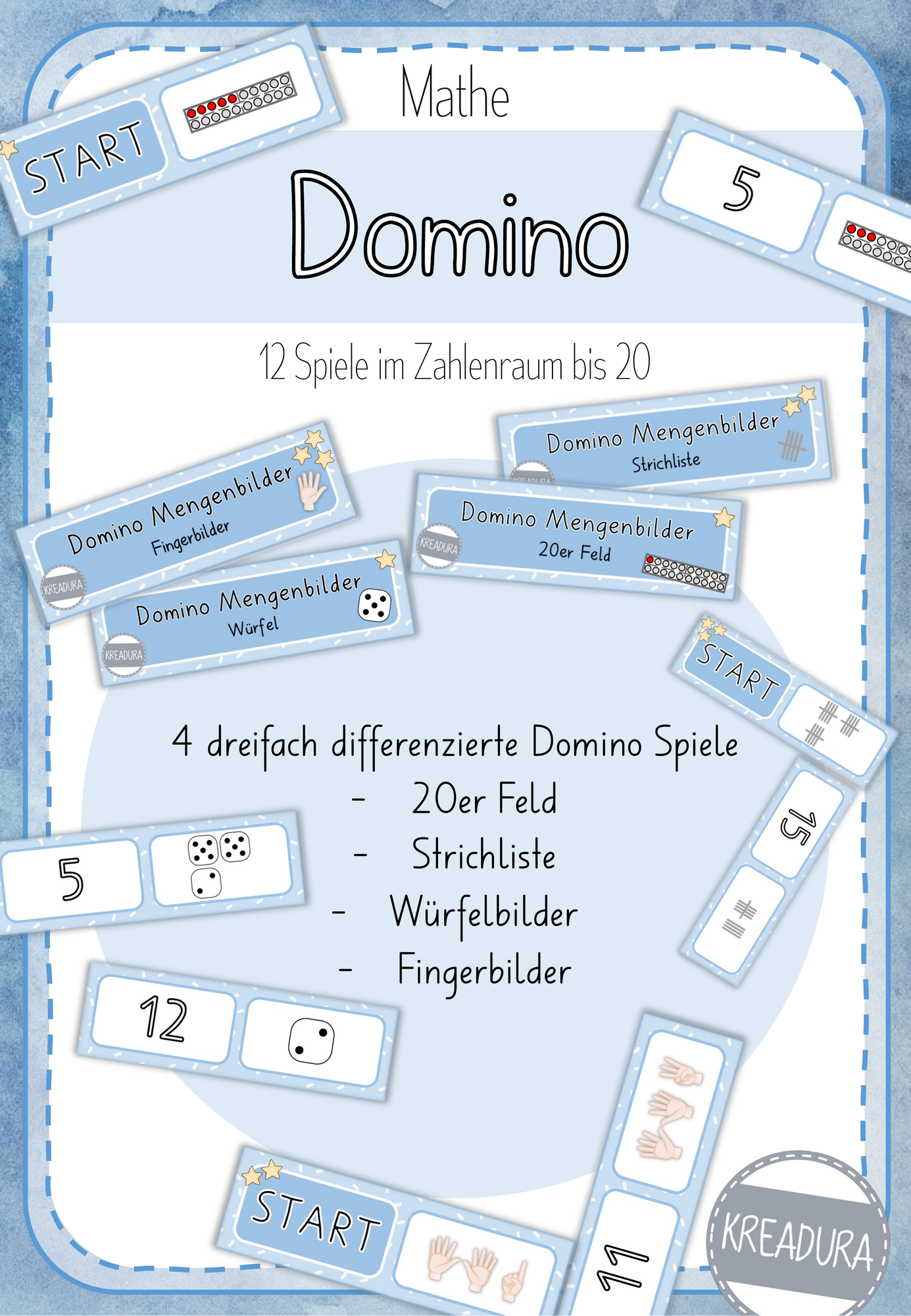 Dominos – Mengenerfassung im Zahlenraum bis 20 - Mengenbilder