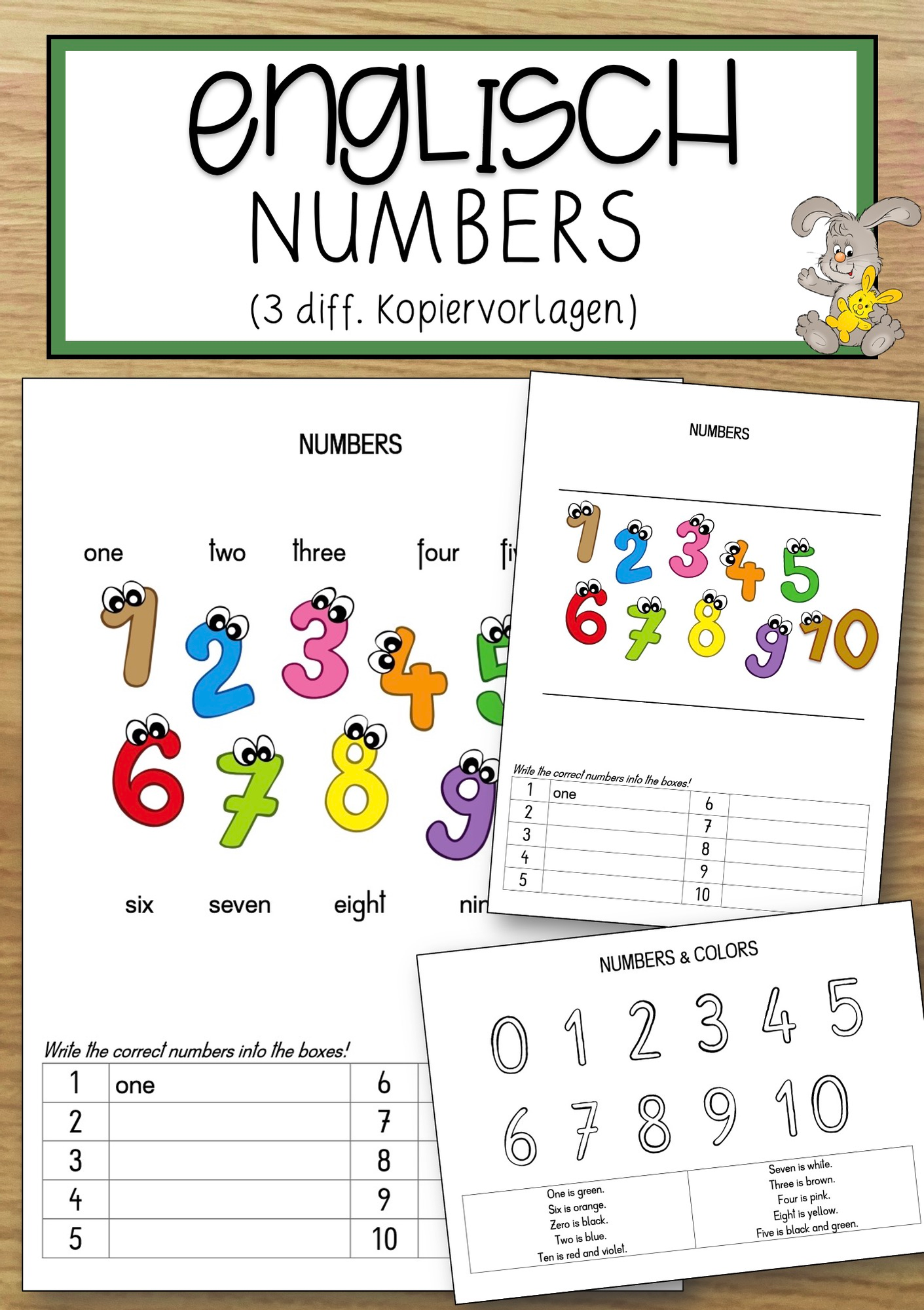 Englisch Numbers (3 diff. Kopiervorlagen) – Unterrichtsmaterial im Fach ...