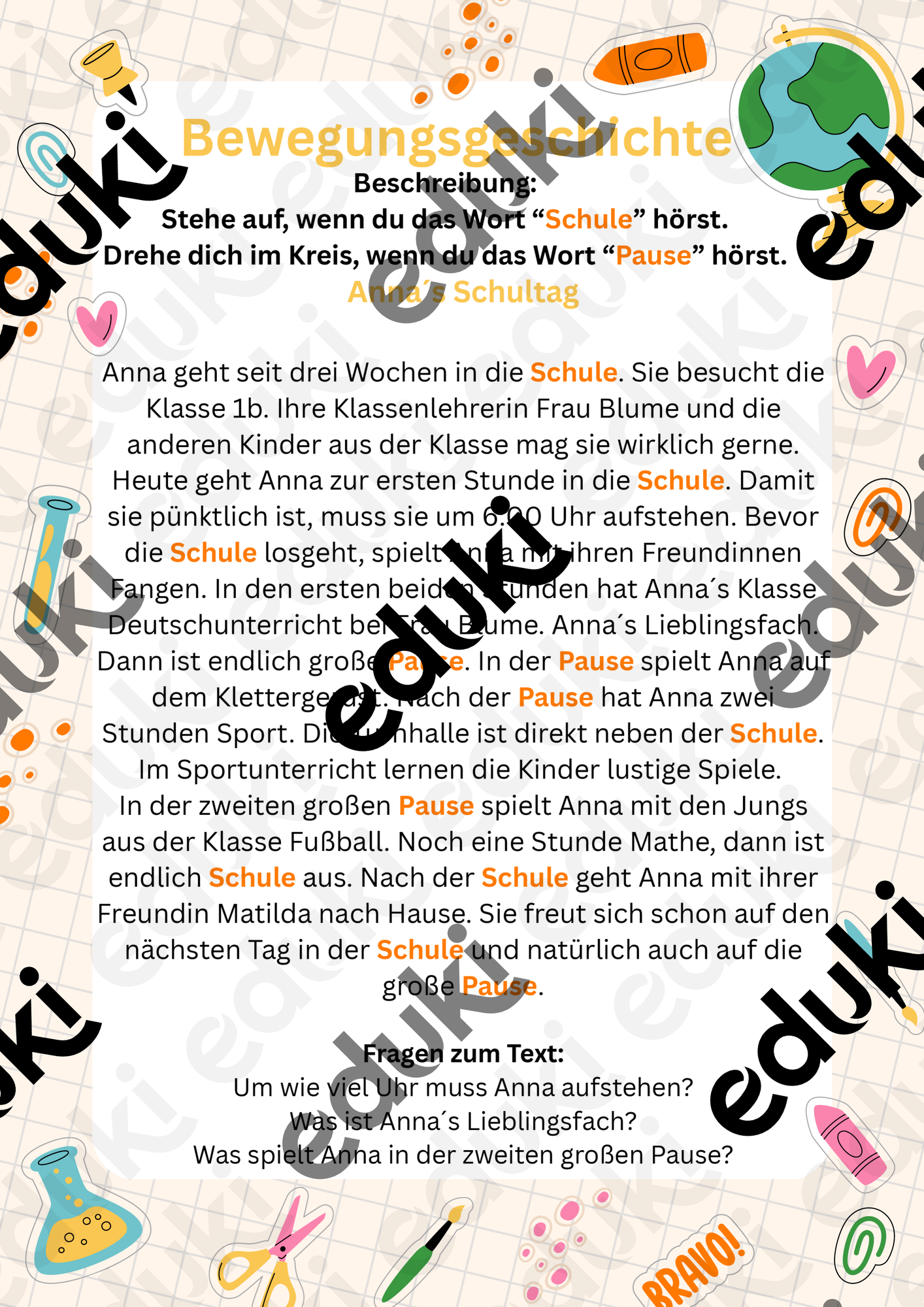 Bewegungsgeschichte – Unterrichtsmaterial im Fach Deutsch