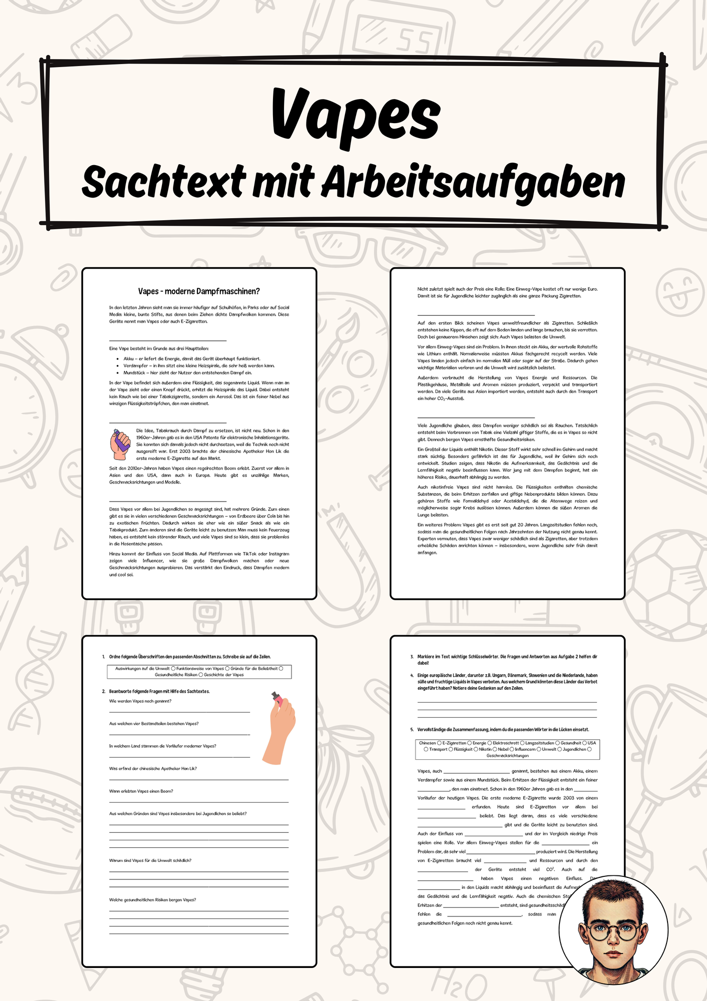 Vapes - Sachtext mit Arbeitsaufgaben Unterrichtsmaterial im Fach Deutsch Vapes - Sachtext mit Arbeitsaufgaben Unterrichtsmaterial im Fach Deutsch