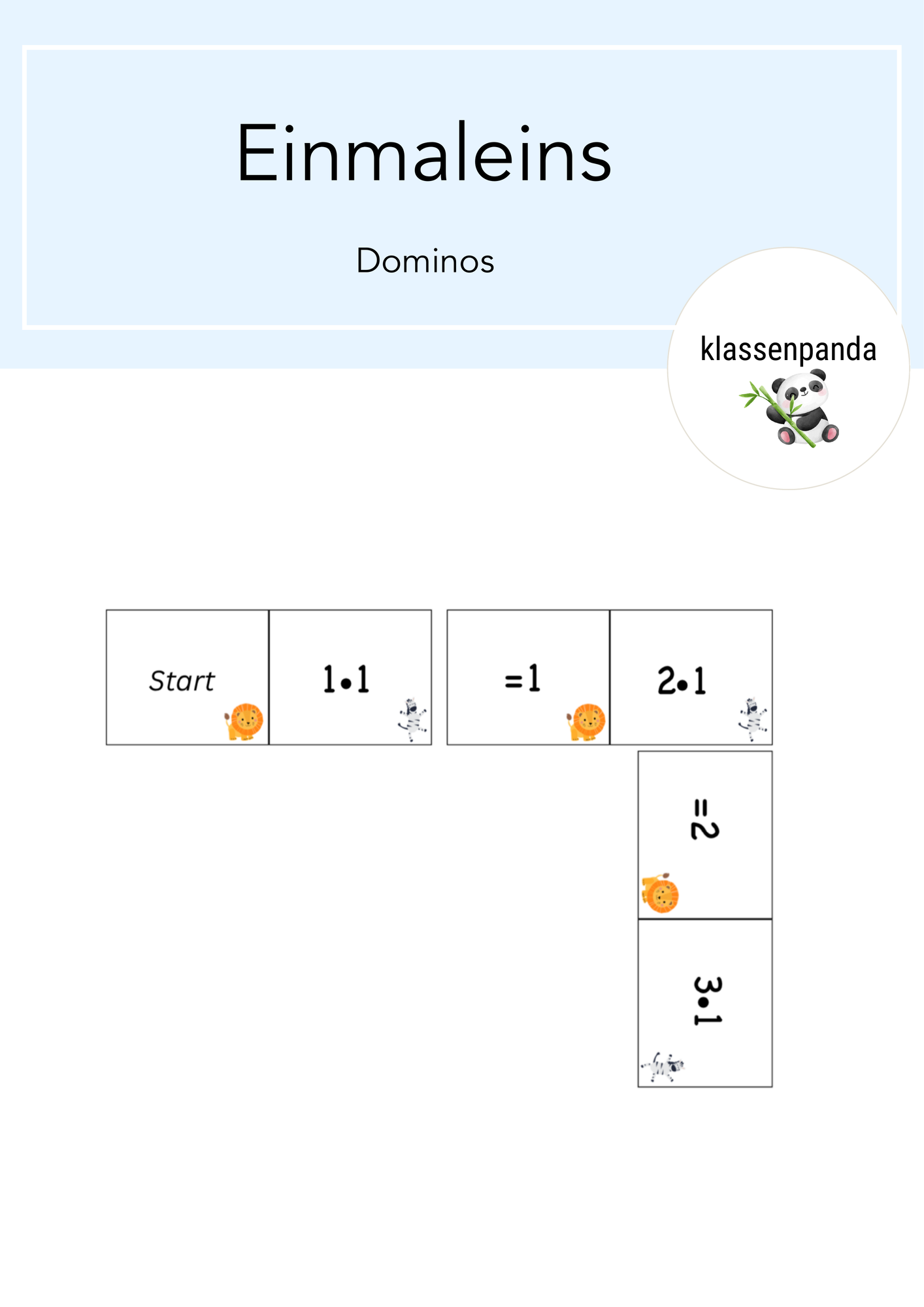 Einmaleins Dominos (alle Reihen) – Unterrichtsmaterial im Fach Mathematik