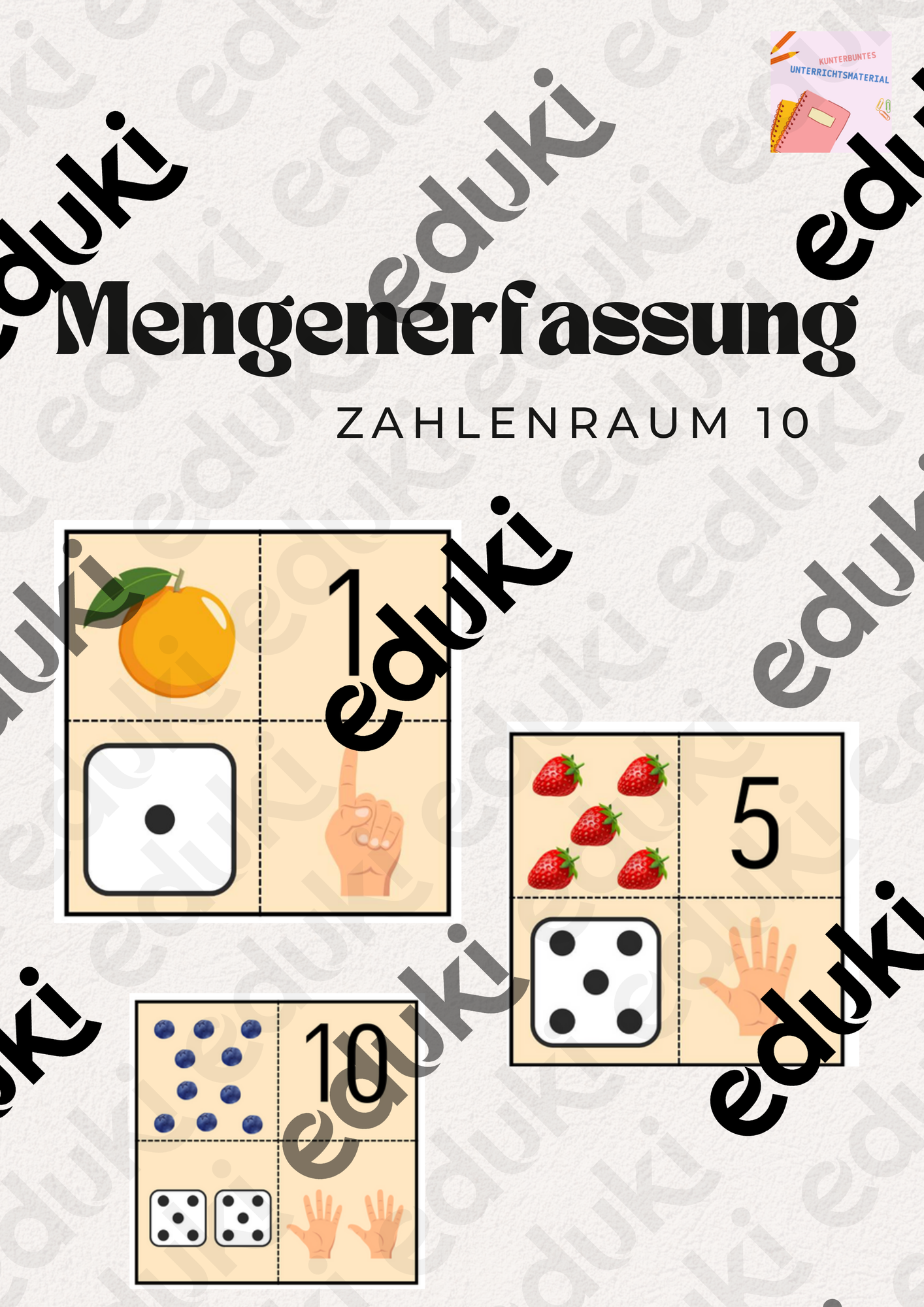 Mengenerfassung - Zahlenraum 10 – Unterrichtsmaterial im Fach Mathematik