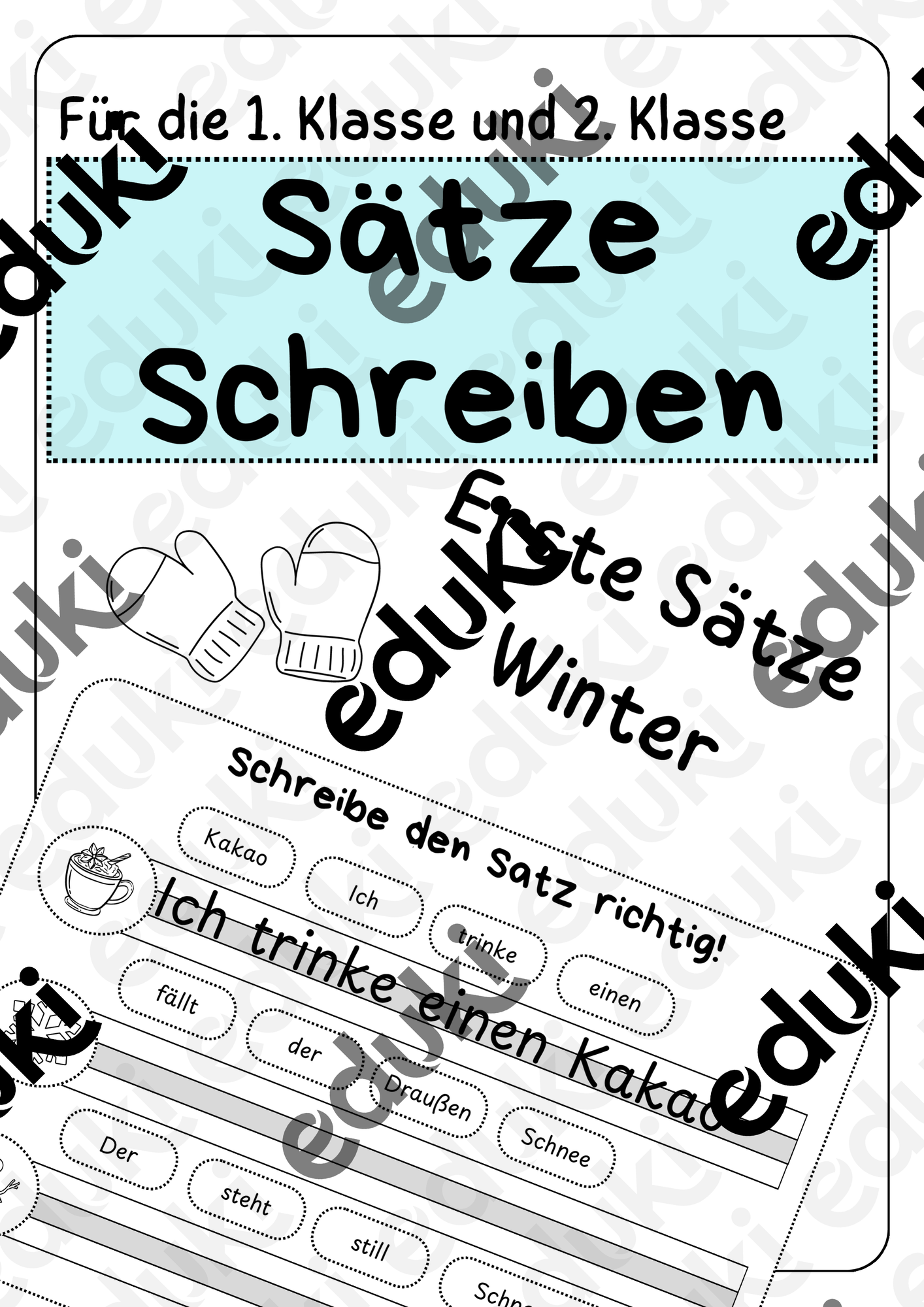 Erste Sätze schreiben Freiarbeit 1. Klasse Winter – Unterrichtsmaterial