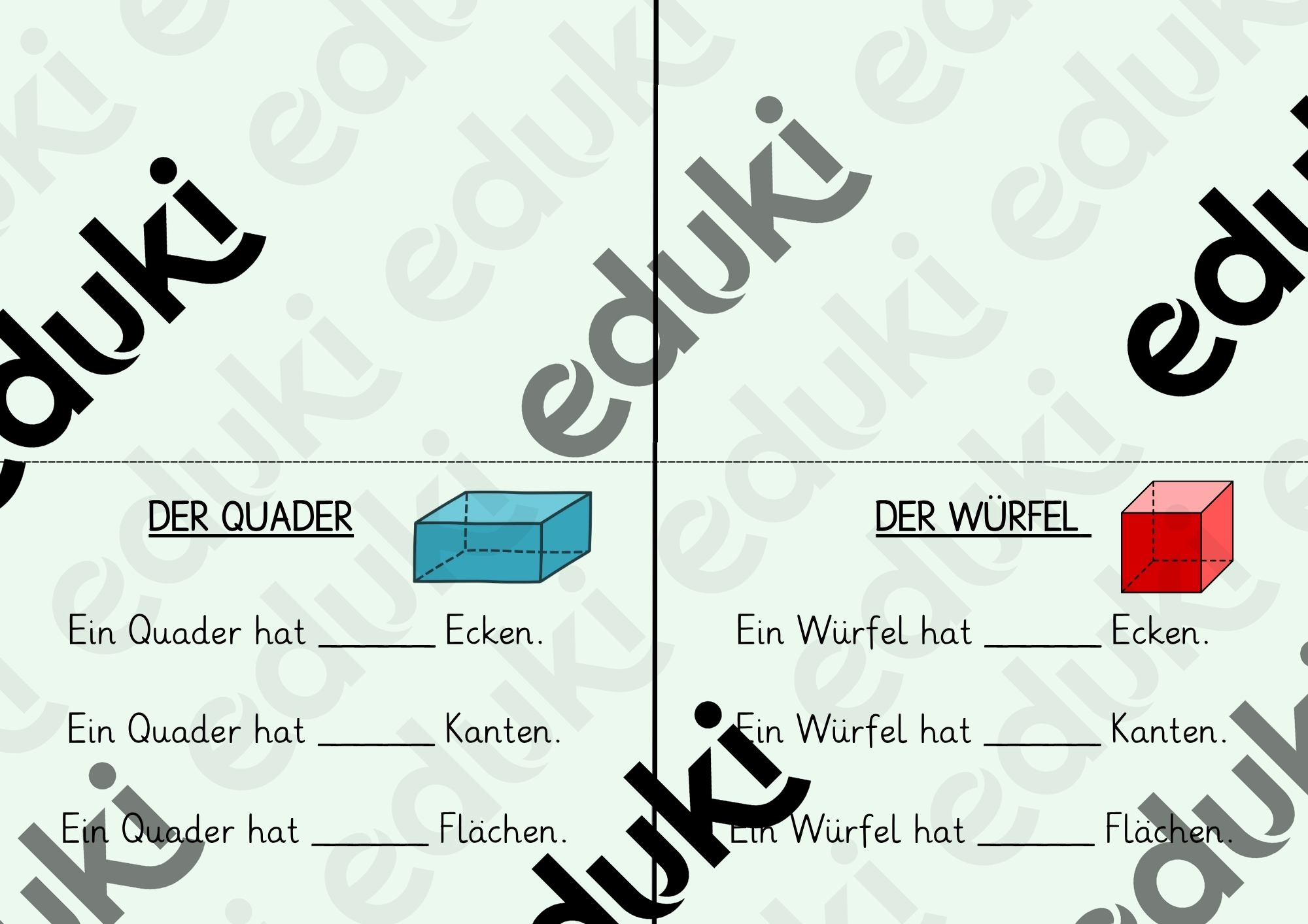 Merkblätter - Körper – Unterrichtsmaterial im Fach Mathematik