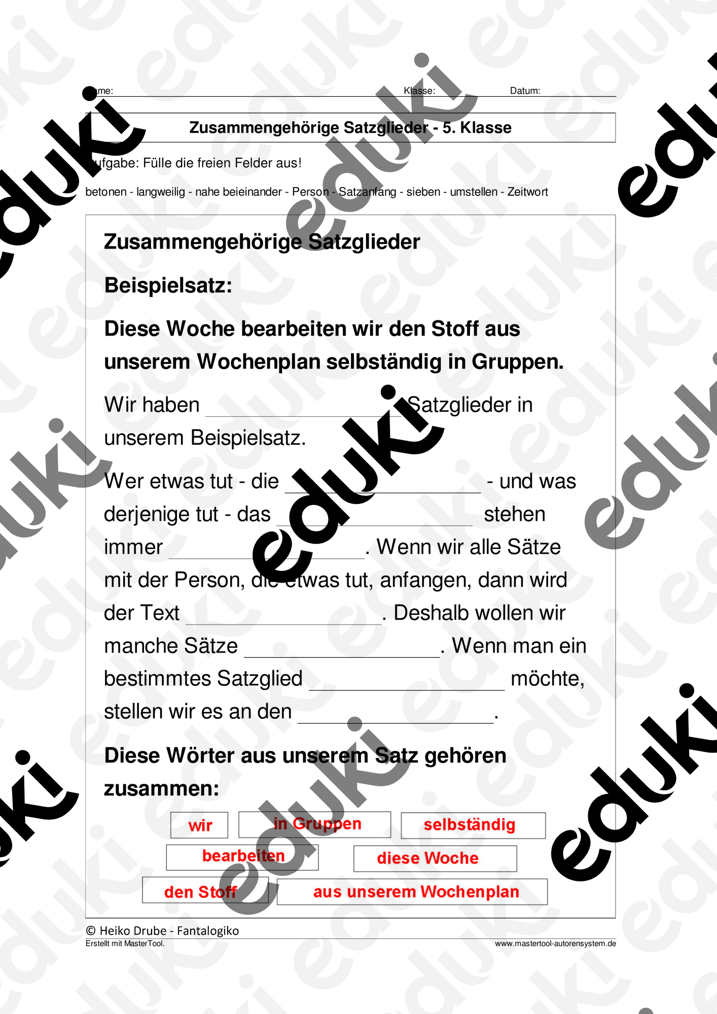 Satzglieder erkennen und bestimmen – Unterrichtsmaterial im Fach Deutsch