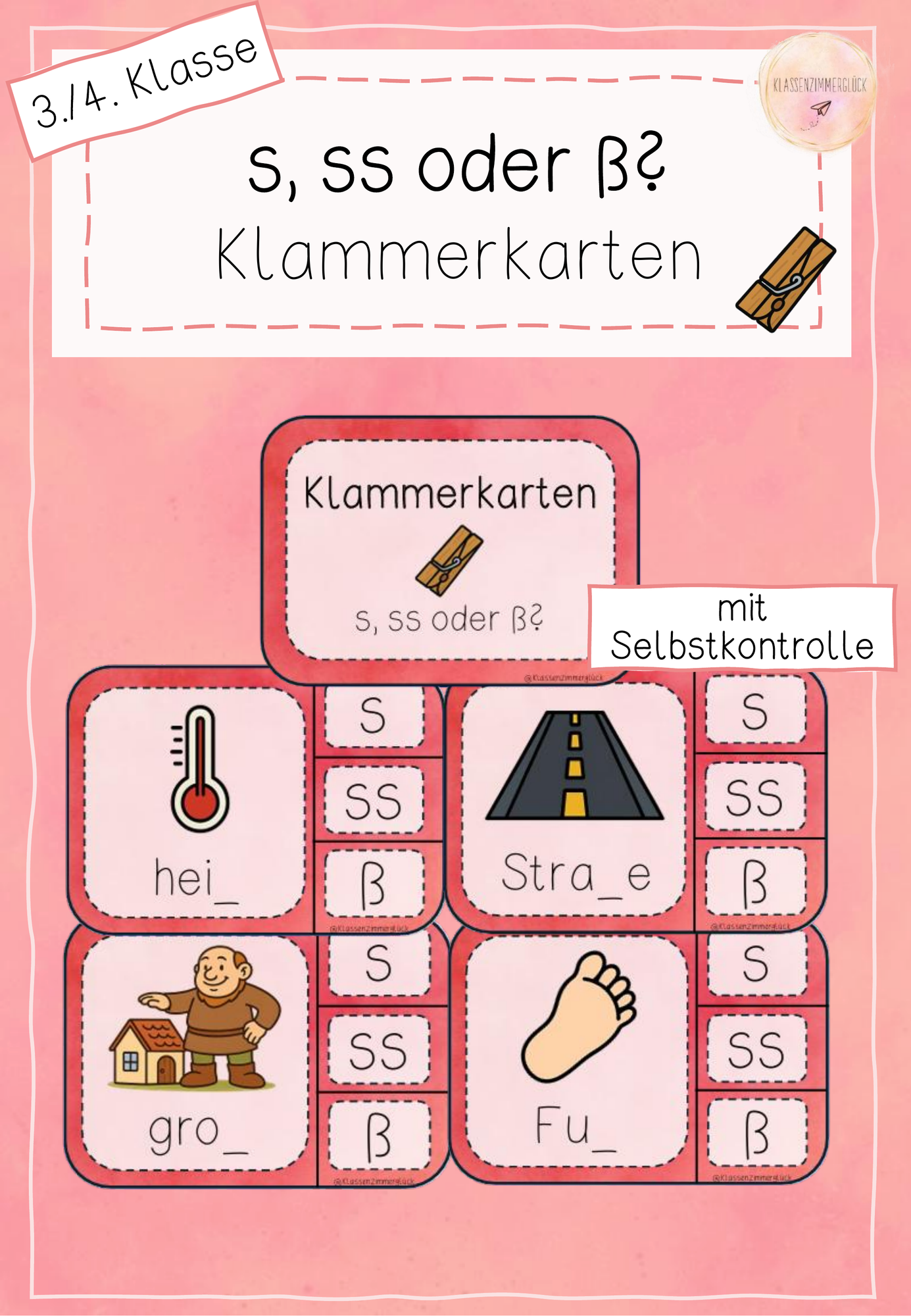 Klammerkarten - s, ss oder ß - Rechtschreibung – Unterrichtsmaterial im ...