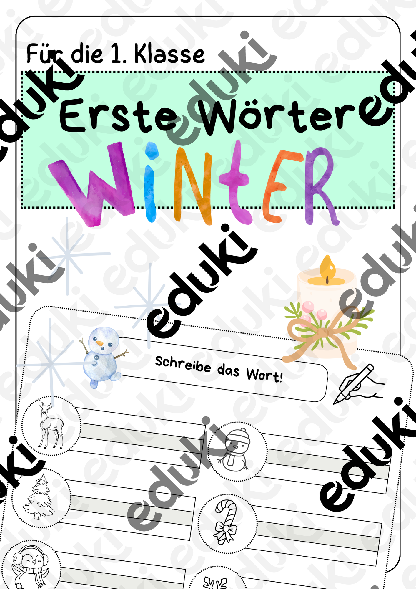 Arbeitsblätter - Erste Wörter schreiben für die erste Klasse Winter