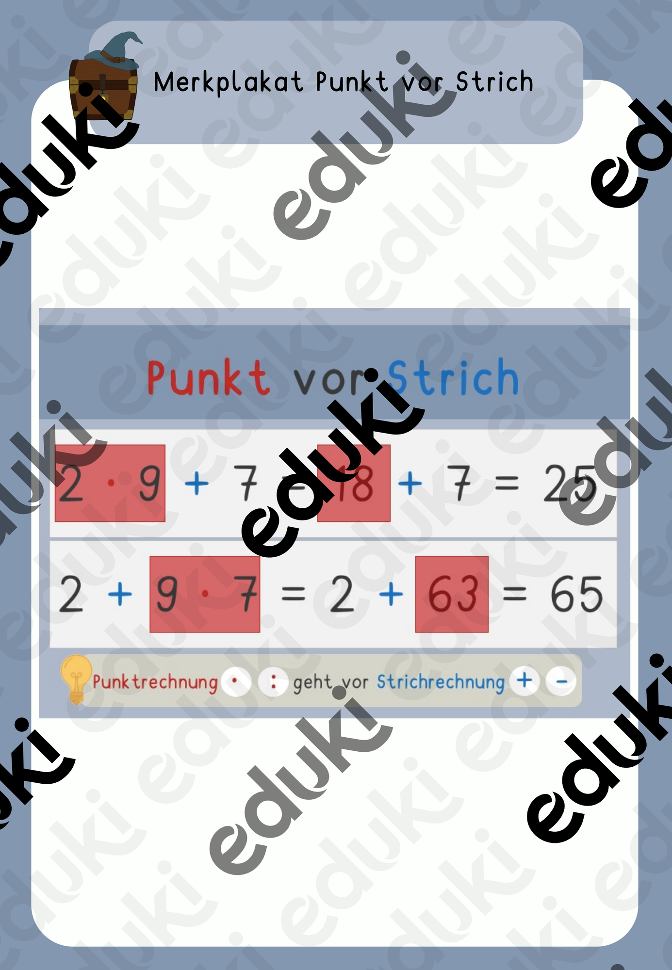 Punkt vor Strich Merkplakat – Unterrichtsmaterial im Fach Mathematik