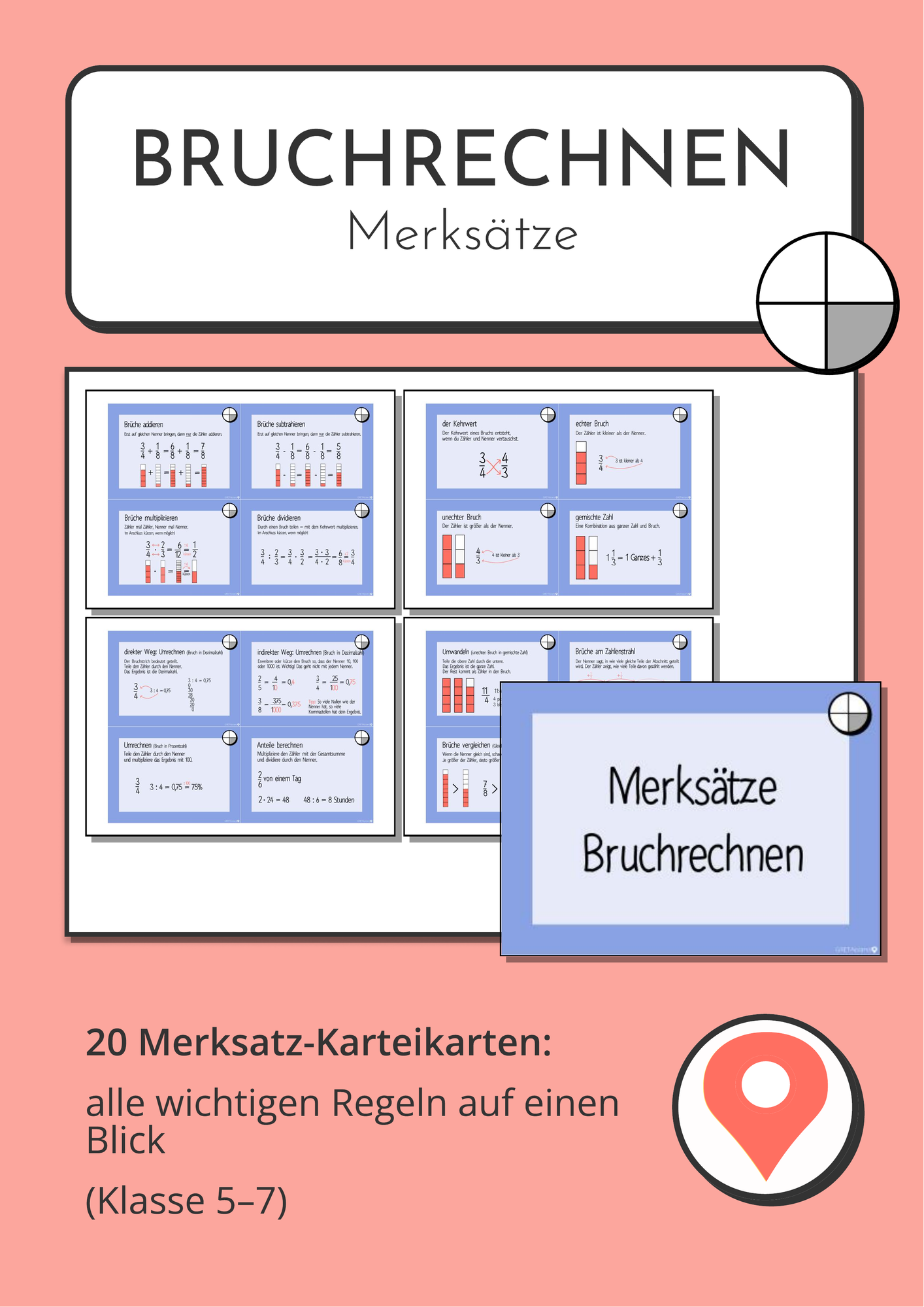 Bruchrechnen Regeln – 20 Merksatz-Karteikarten – Unterrichtsmaterial im ...