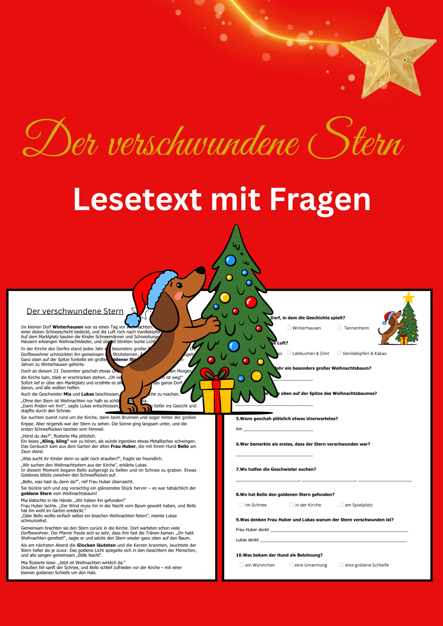 Lesetext mit Fragen Weihnachten – Unterrichtsmaterial im Fach Deutsch
