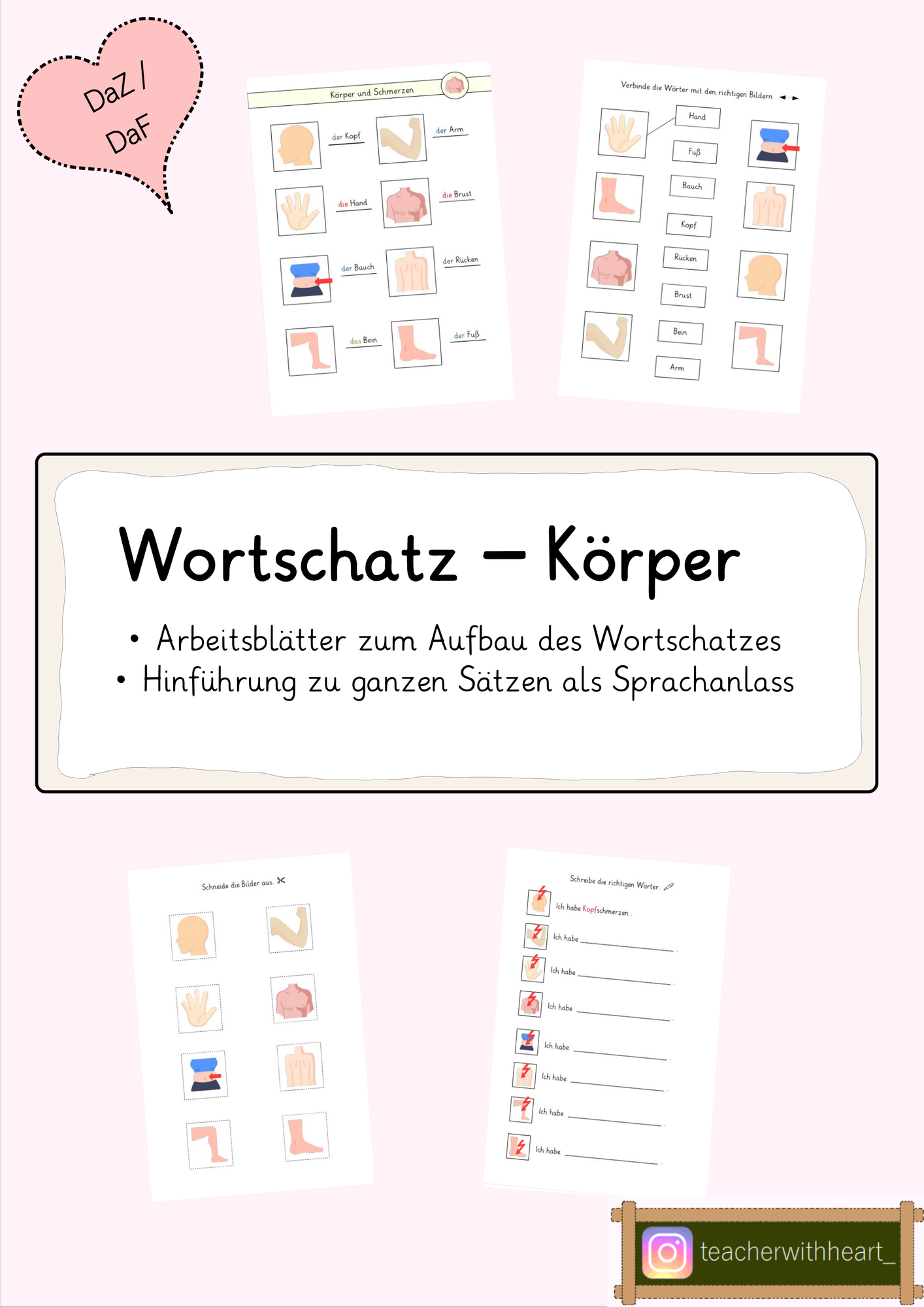 Daz/DaF: Wortschatz Körper – Unterrichtsmaterial im Fach DaZ/DaF