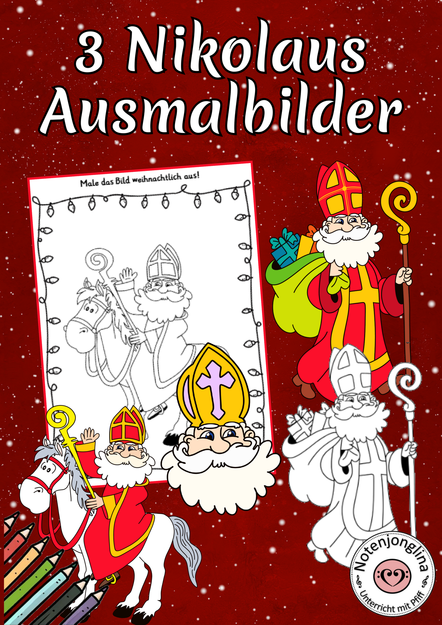 Nikolaus Ausmalbilder – Unterrichtsmaterial in den Fächern Kunst