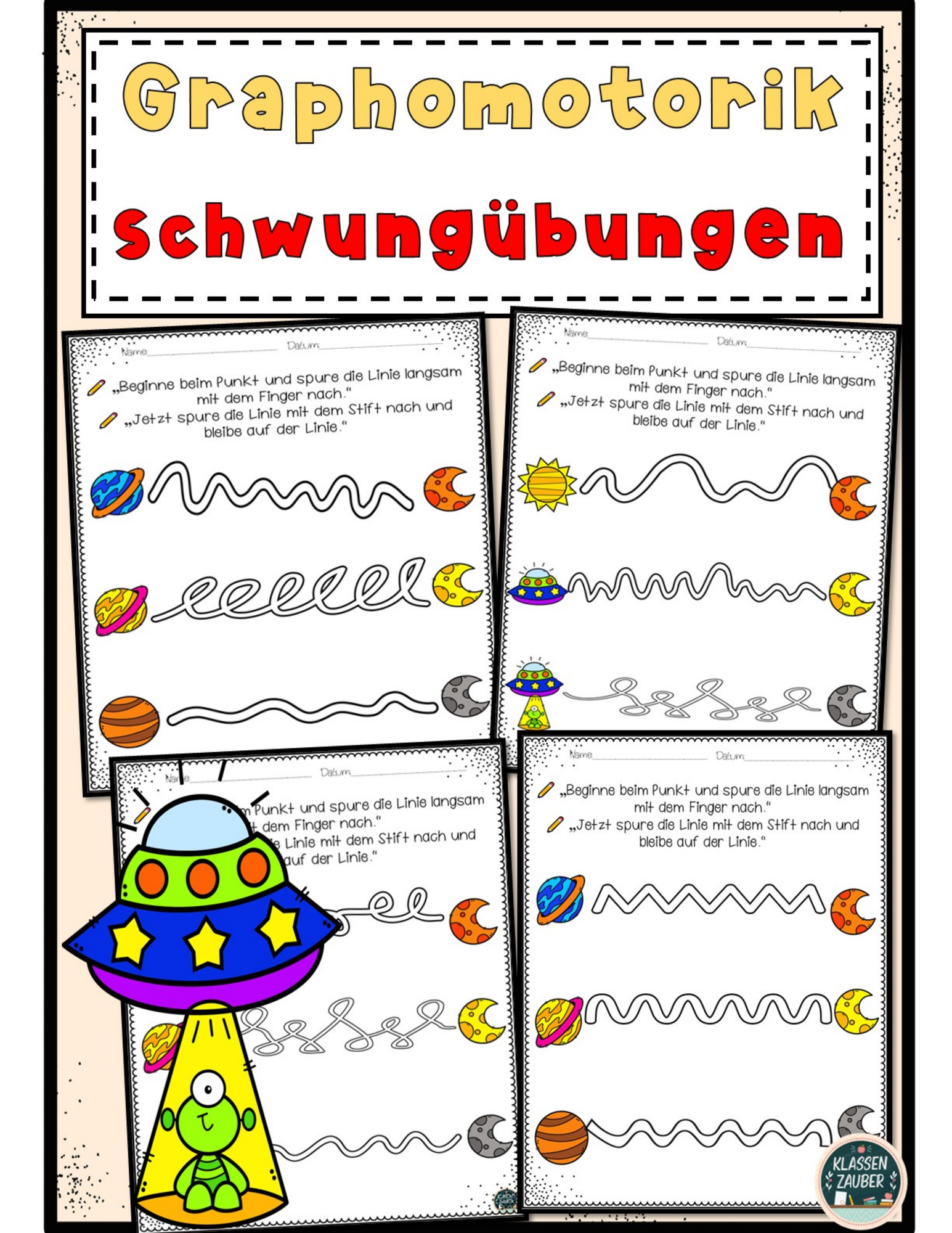 FREEBIE: Kostenloses Planeten Schwungübungen Arbeitsblätter
