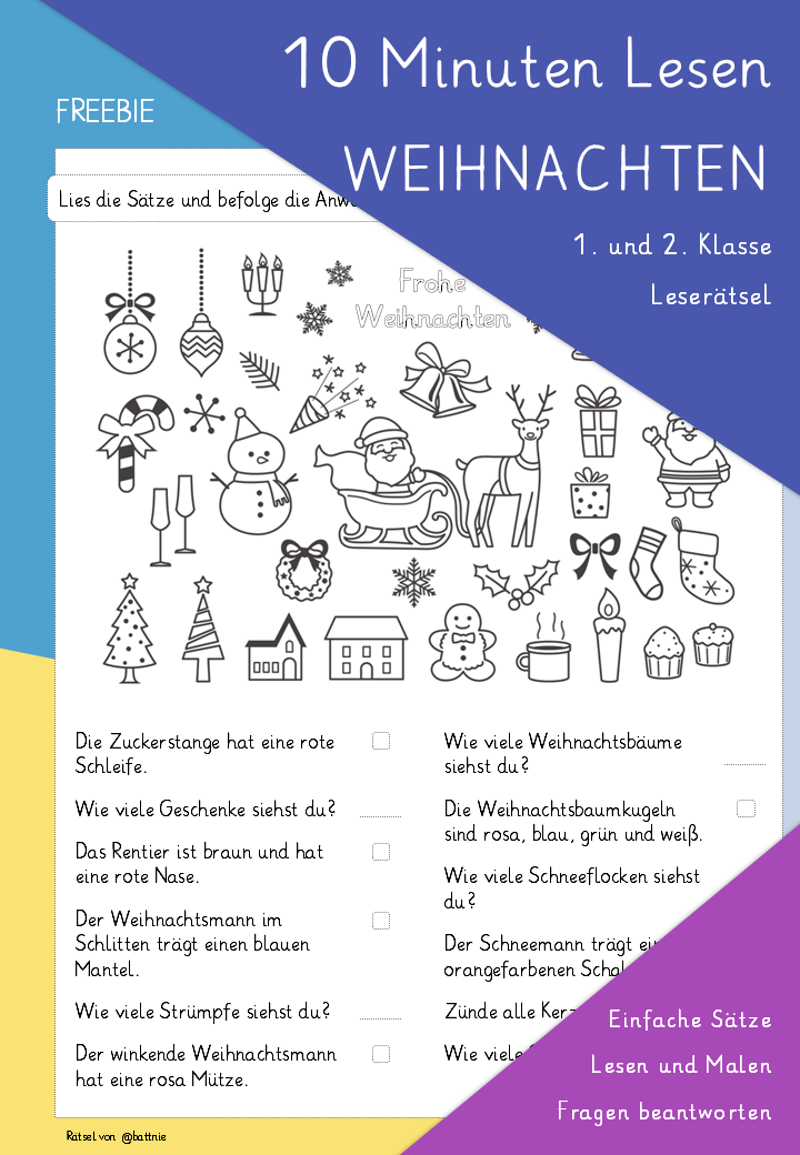 10 Minuten Lesen: Weihnachten (1./2. Klasse) Leserätsel