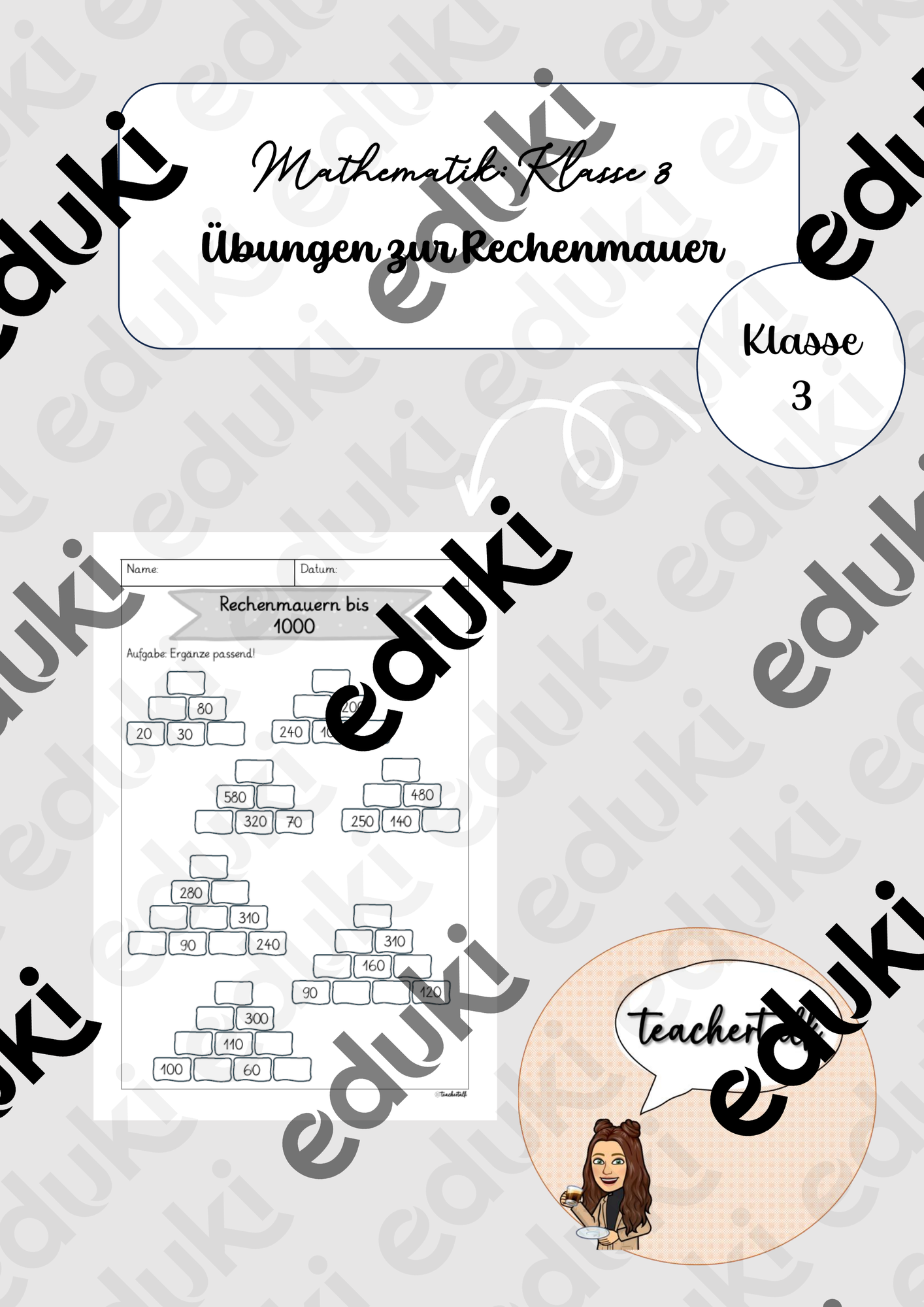 Mathematik - Klasse 3 - Rechenmauern – Unterrichtsmaterial im Fach