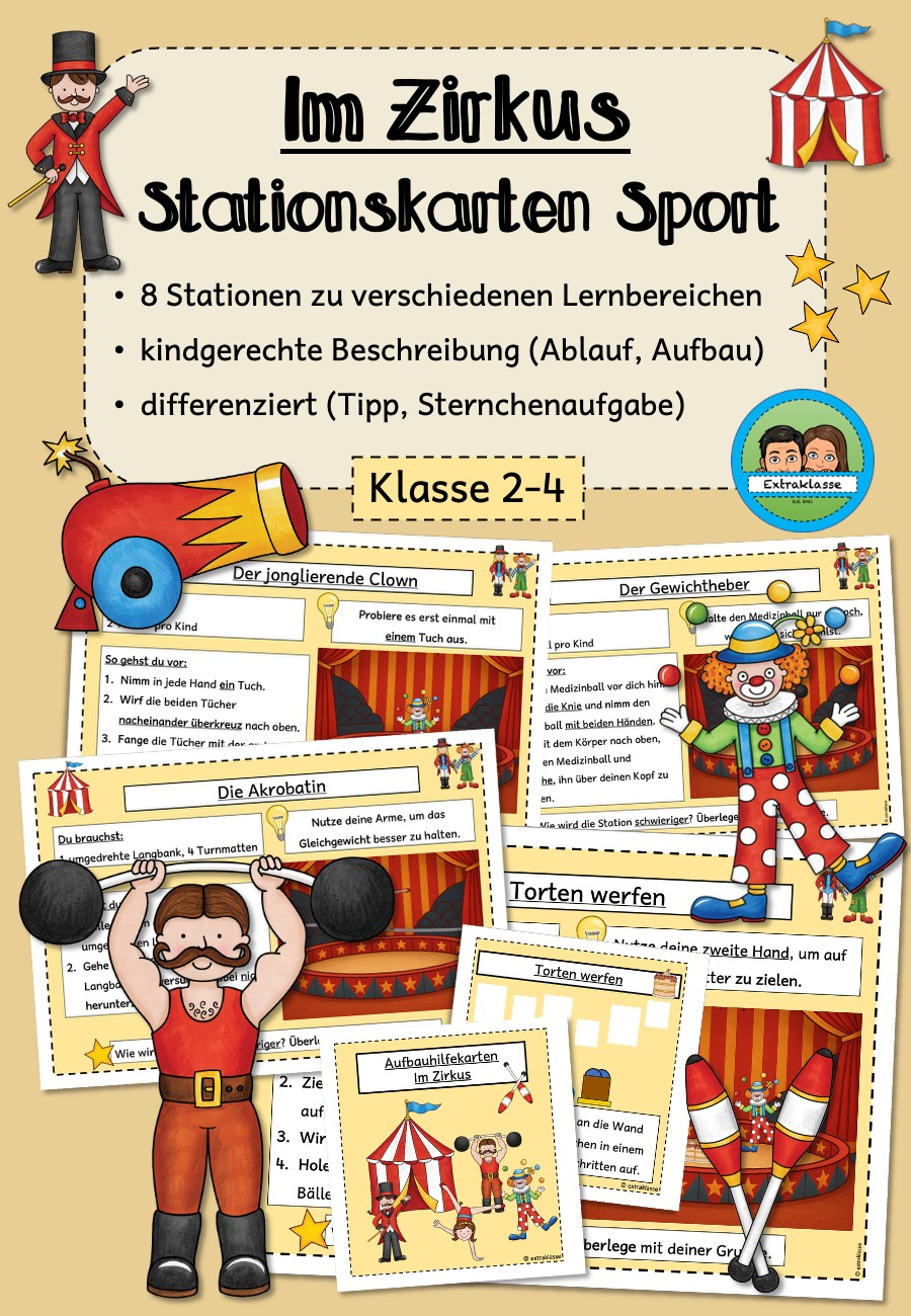 Stationskarten Sport Im Zirkus Klasse 2 4 Unterrichtsmaterial Im stationskarten-sport-im-zirkus-klasse-2-4-unterrichtsmaterial-im