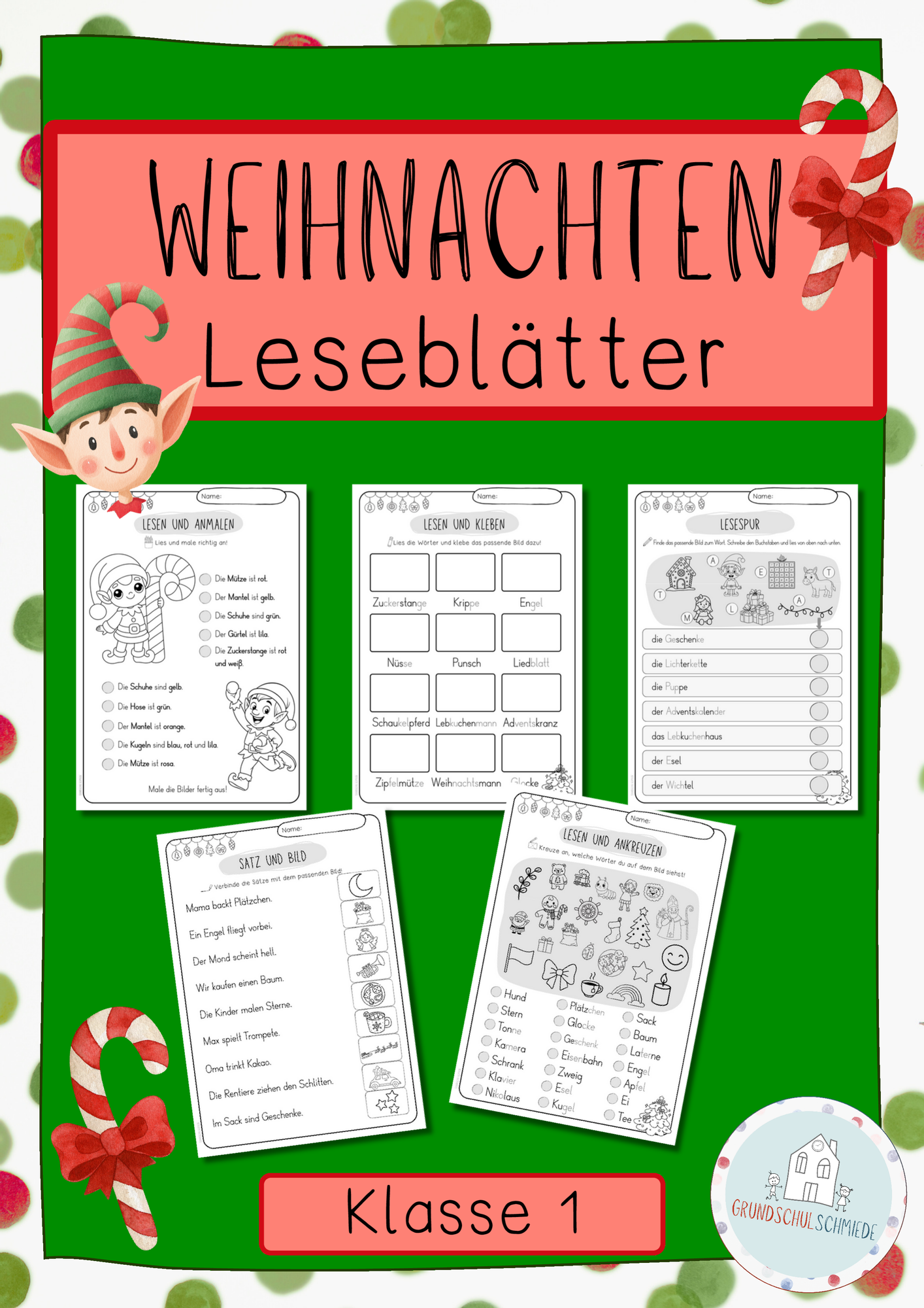 Weihnachten - Leseblätter - Leseübungen Klasse 1 – Unterrichtsmaterial