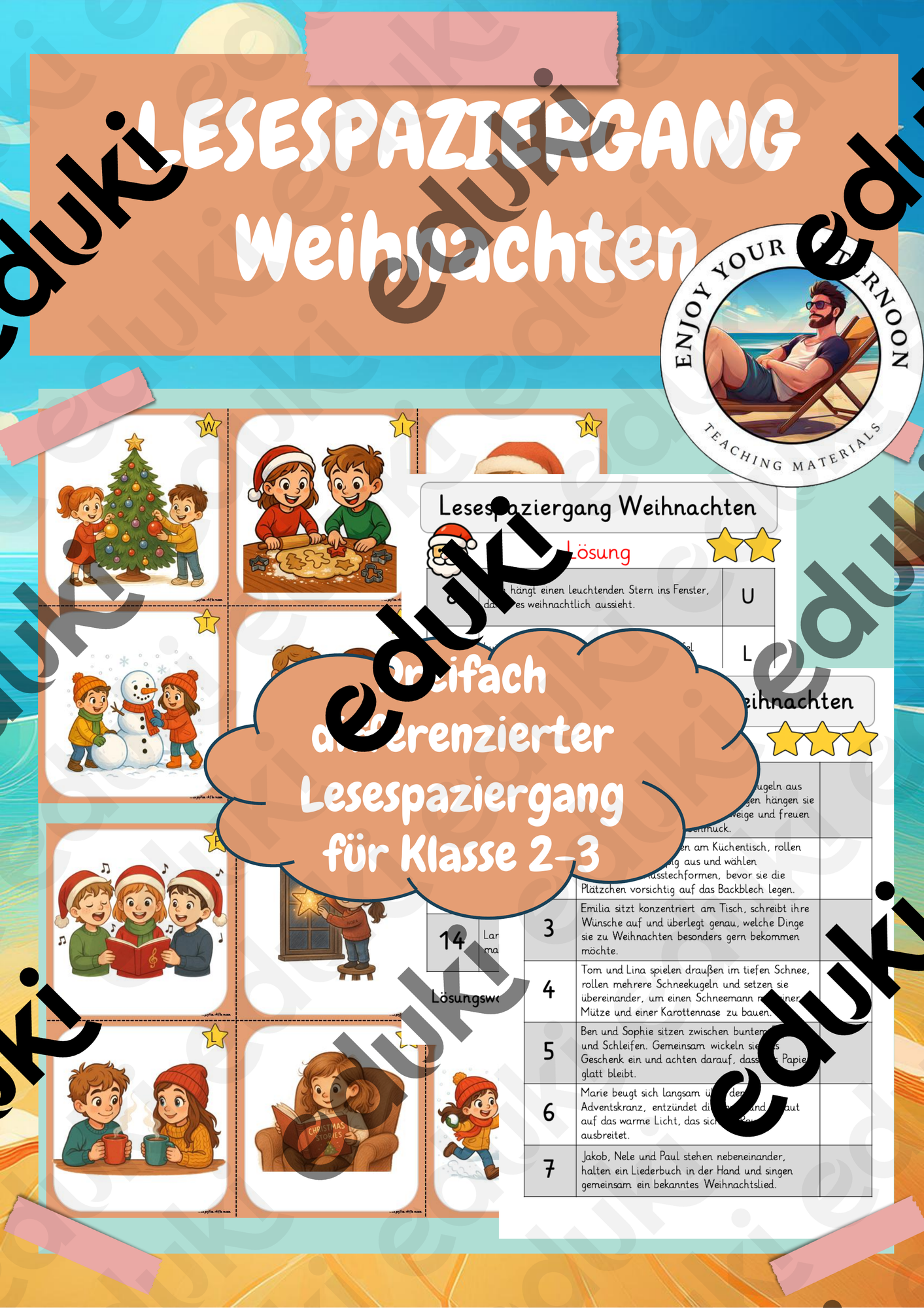 Lesespaziergang Weihnachten 🎄 | Dreifach differenziert für Klasse 2–3