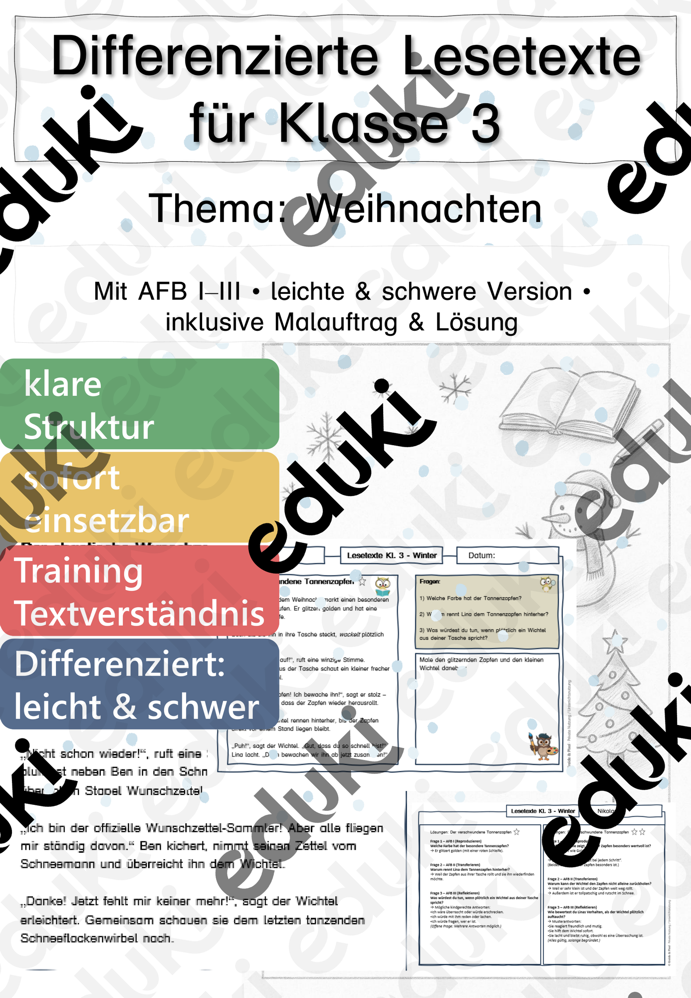 Differenzierte Lesetexte Weihnachten – Klasse 3 – Unterrichtsmaterial