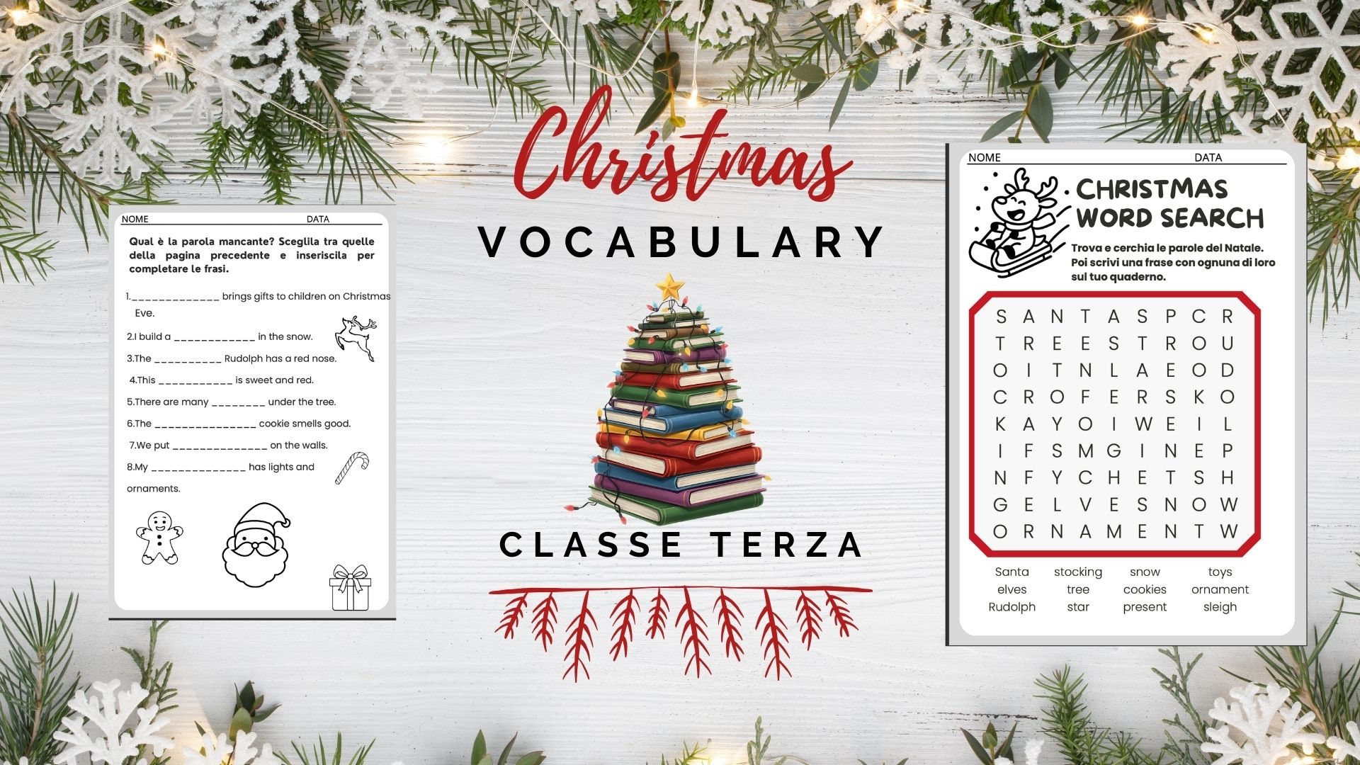 Christmas words: schede didattiche inglese - Materiale didattico per la