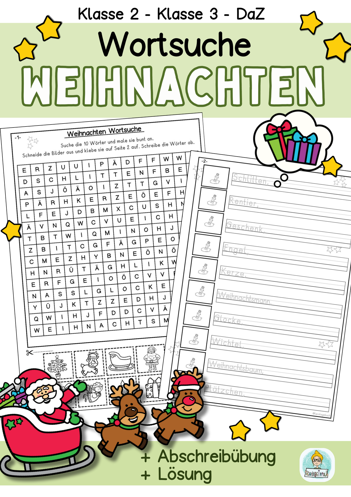 Arbeitsblatt Weihnachten Deutsch Klasse 2, Klasse 3, DaZ Wörter