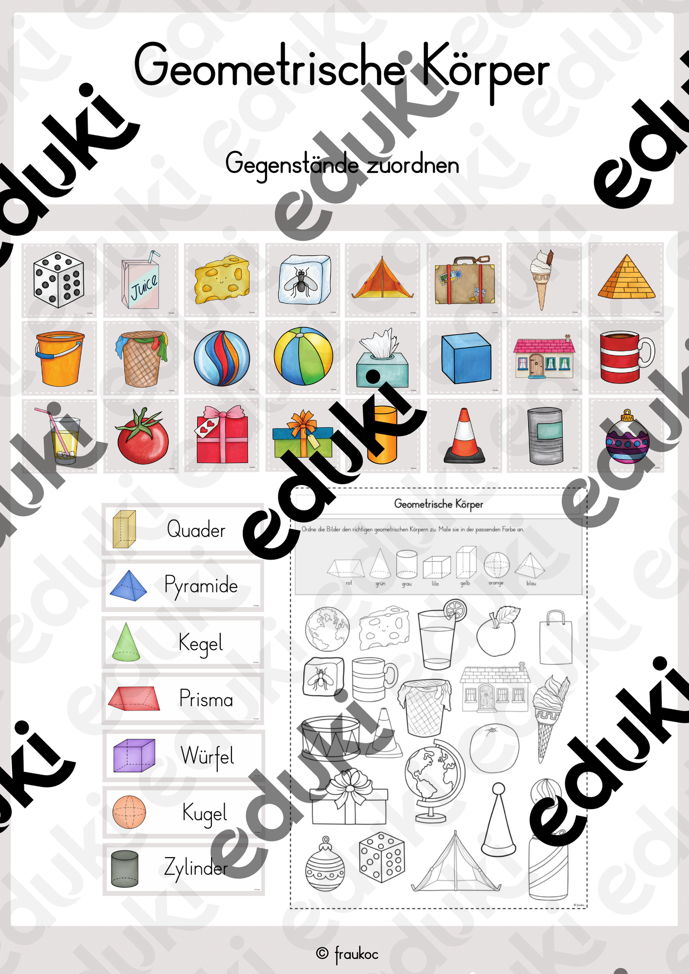 Geometrische Körper (Bilder zuordnen) – Unterrichtsmaterial im Fach ...