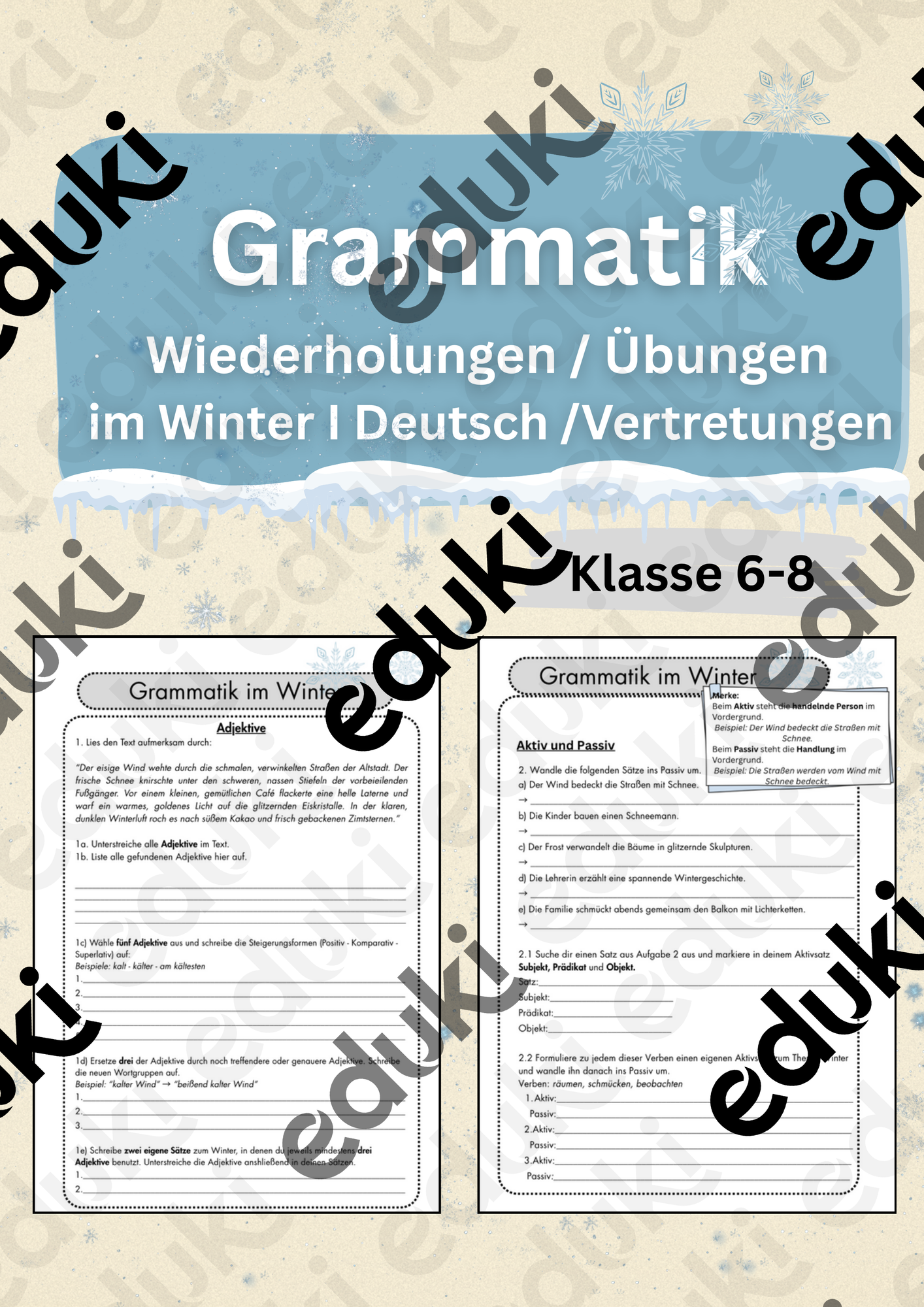 Grammatik-Wiederholungen – Winterübungen für Deutsch | Klasse 6–8