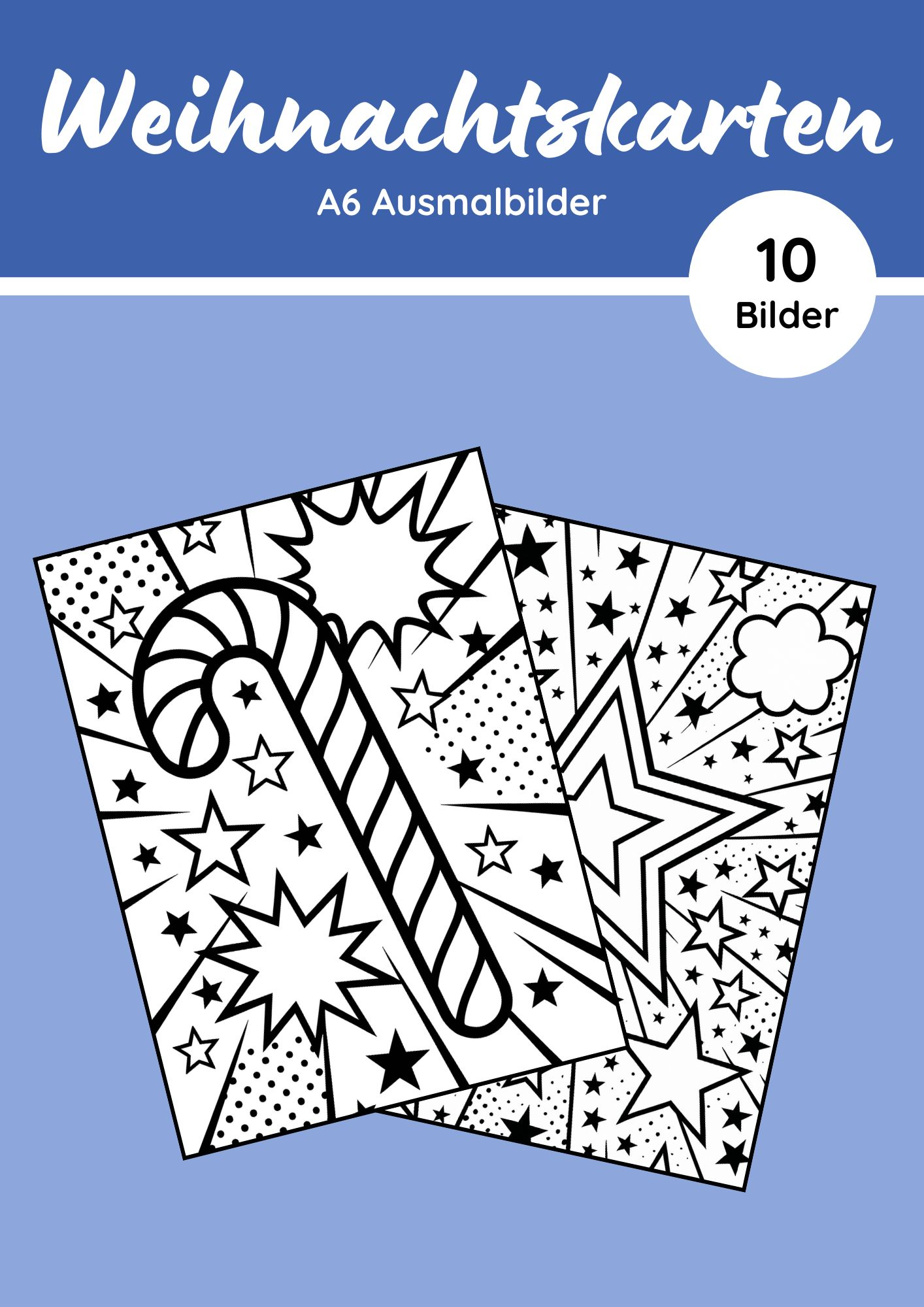A6 Ausmalbilder - 10 Weihnachtskarten – Unterrichtsmaterial im Fach