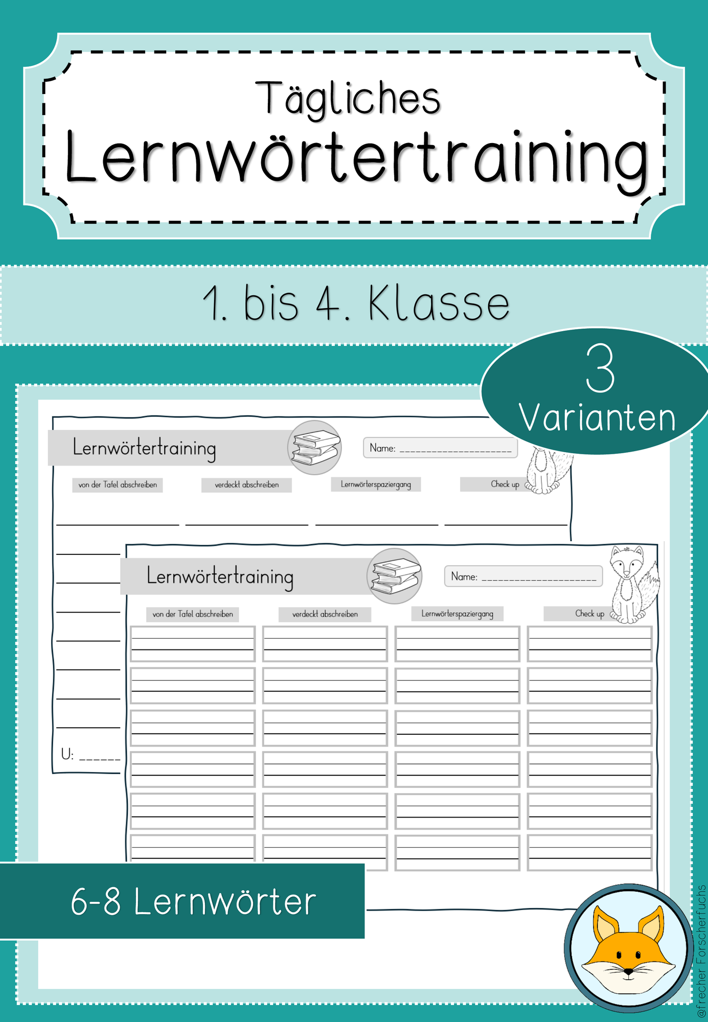 Tägliches Lernwörtertraining - Arbeitsblatt für die 1. bis 4. Klasse