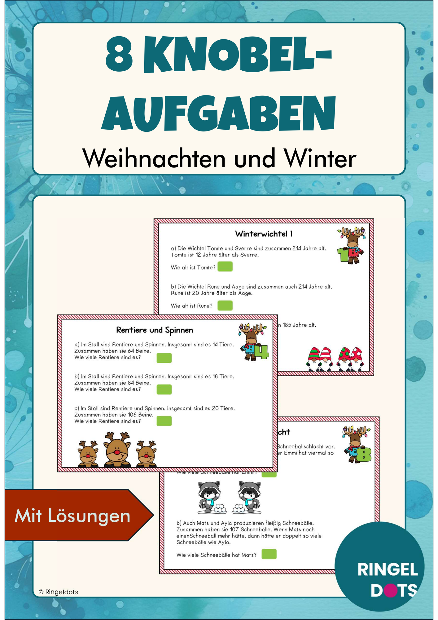 8 Knobelaufgaben Weihnachten und Winter – Unterrichtsmaterial im Fach